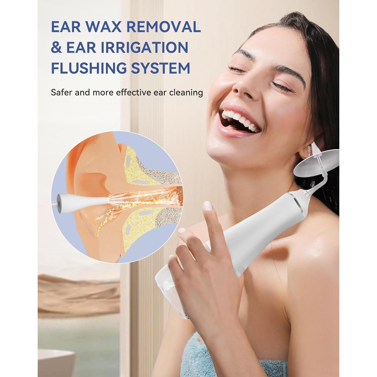 Kit de Limpieza de Oídos Eléctrico SEEDEAR - Eliminador de Cerumen a Presión de Agua - 4 Modos Ajustables