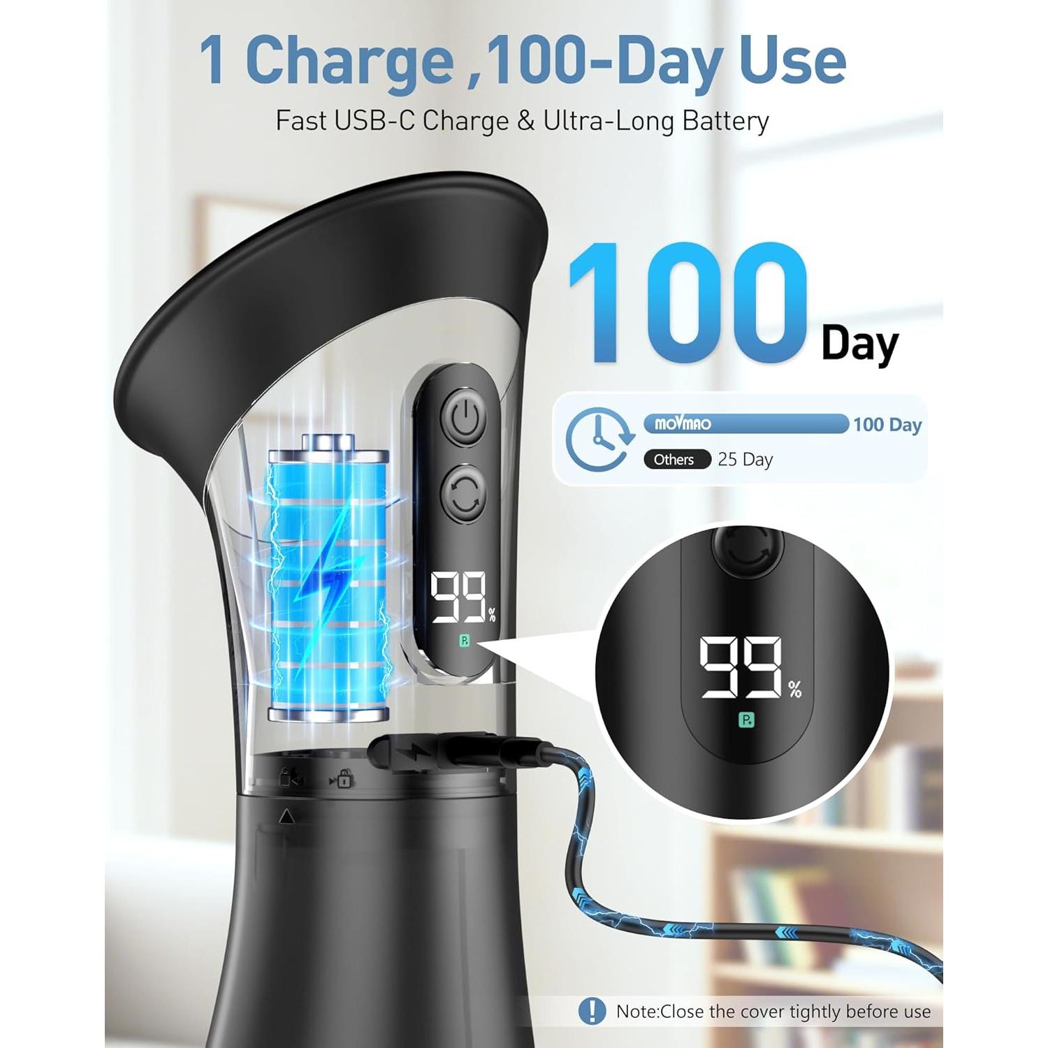 Limpiador de Oídos Eléctrico MOVMAO E80 con Pantalla LED y 12 Puntas