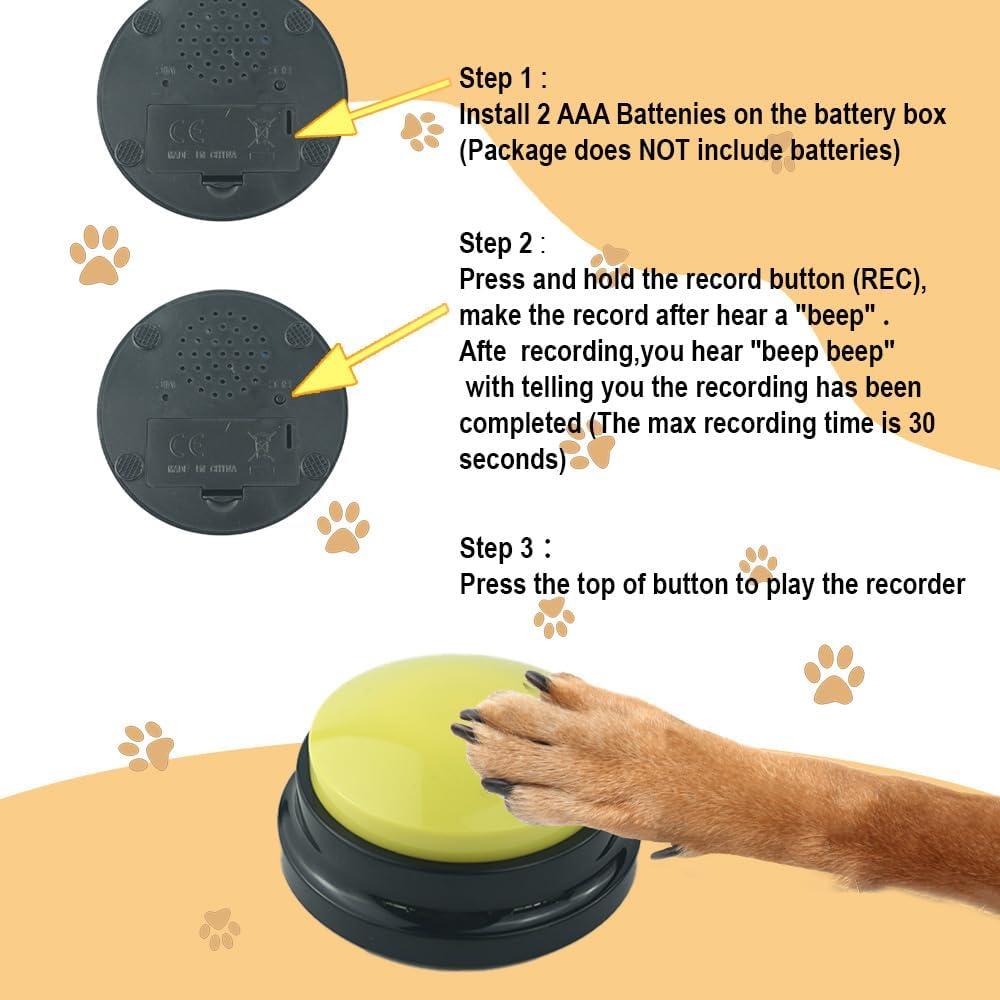 Juego de 4 Botones Grabables para Perros GEESTONE - Comunicación Interactiva