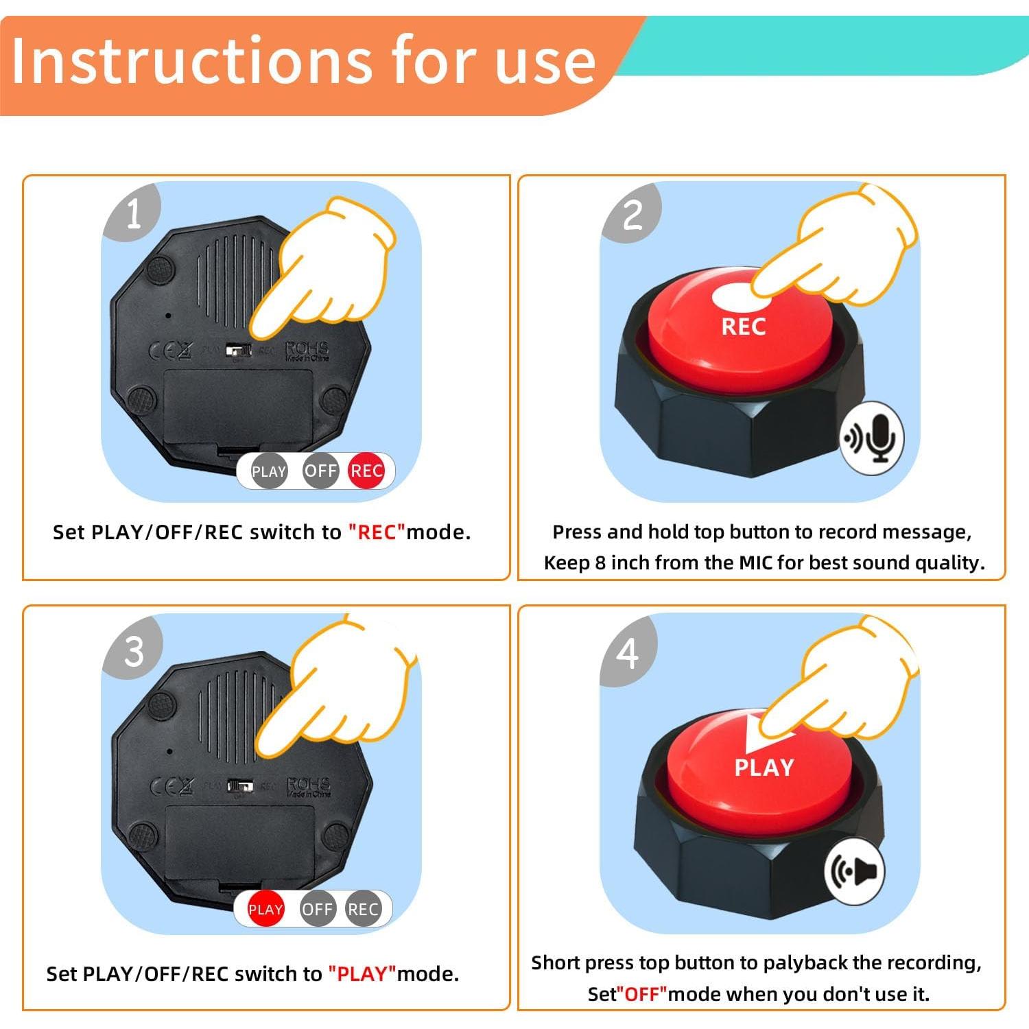 Botón de Entrenamiento para Perros RIBOSY Rojo - Grabable 30s