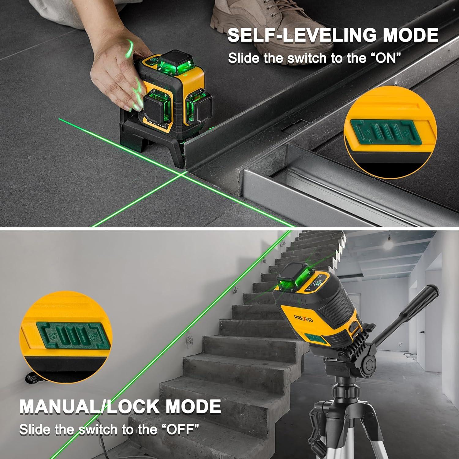 Nivel láser PREXISO 3 x 360° con trípode y base magnética