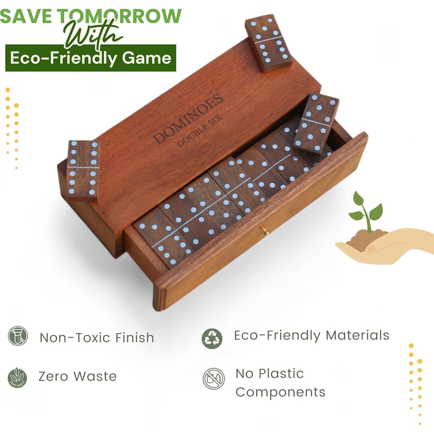 Juego de Dominó de Madera T one con 28 Fichas Doble Seis