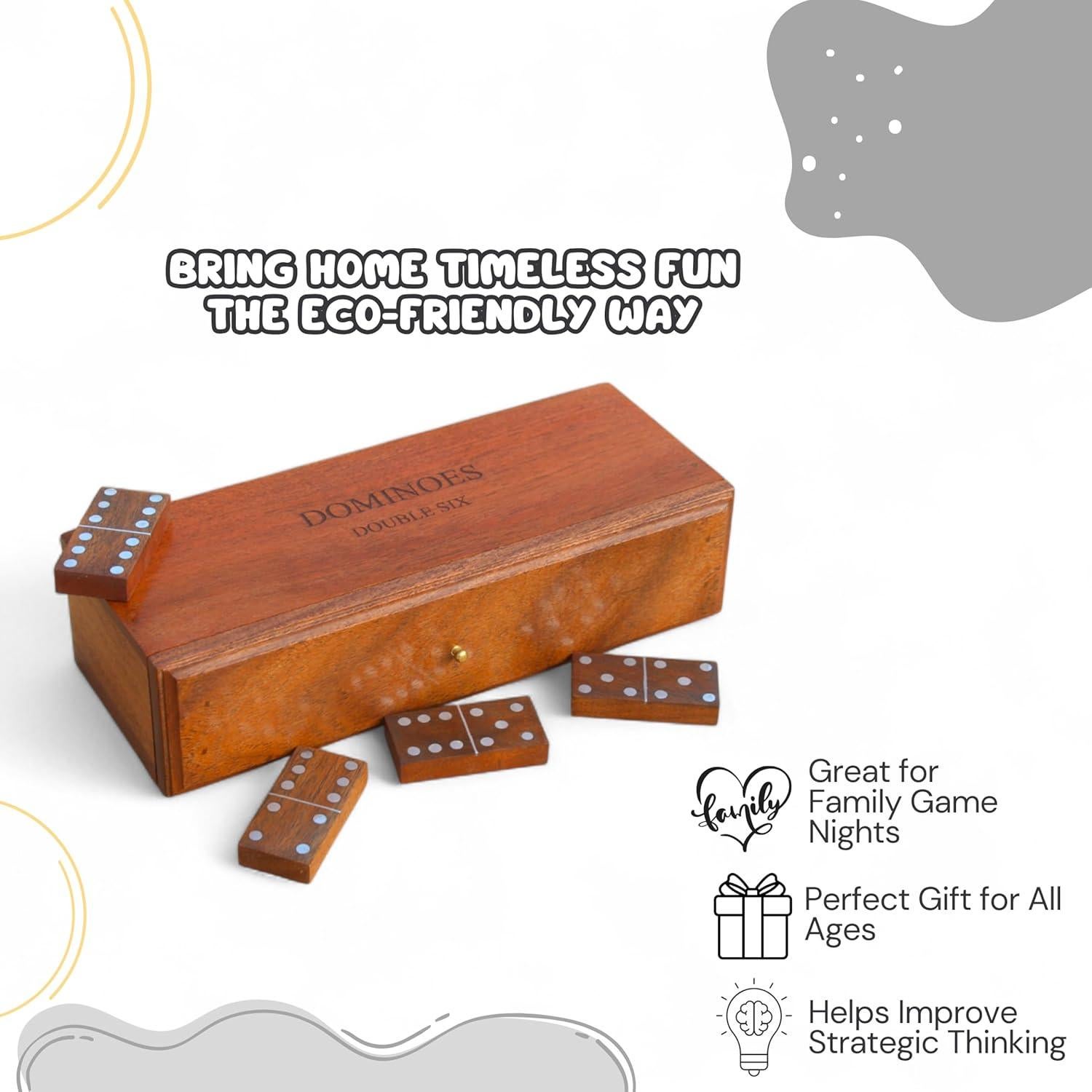 Juego de Dominó de Madera T one con 28 Fichas Doble Seis