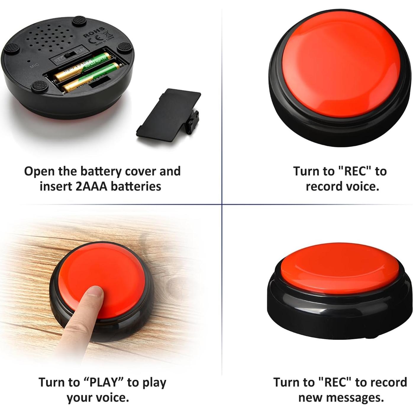 Botón de Grabación Wariolle Rojo 30 Segundos para Aula