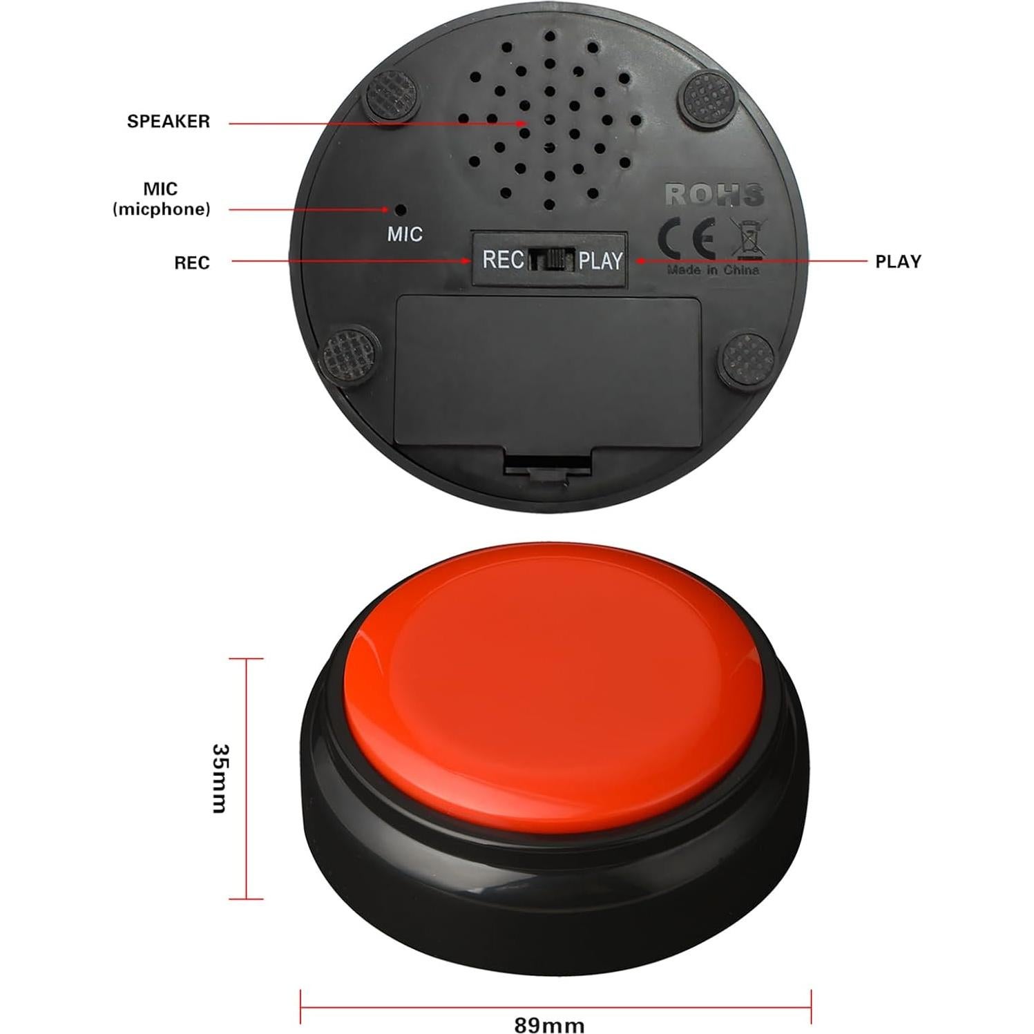 Botón de Grabación Wariolle Rojo 30 Segundos para Aula
