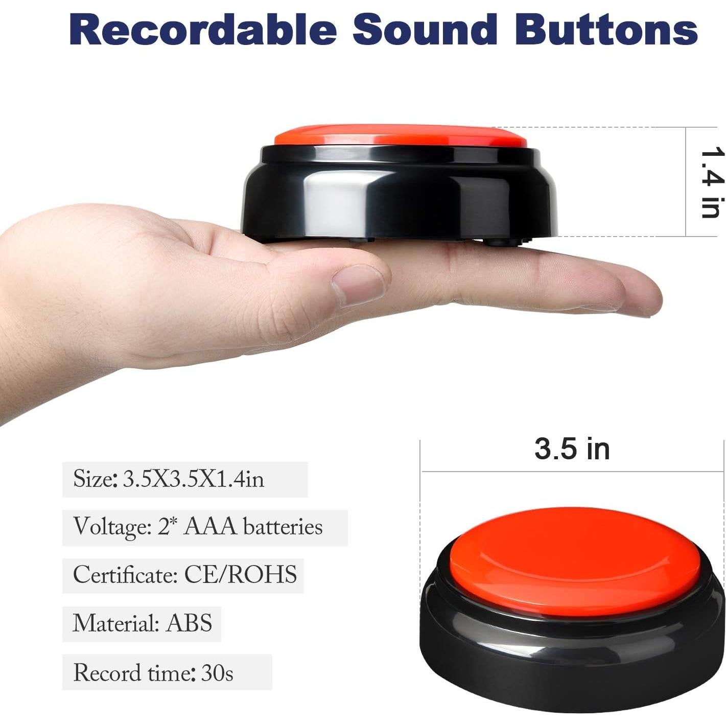 Botón de Grabación Wariolle Rojo 30 Segundos para Aula