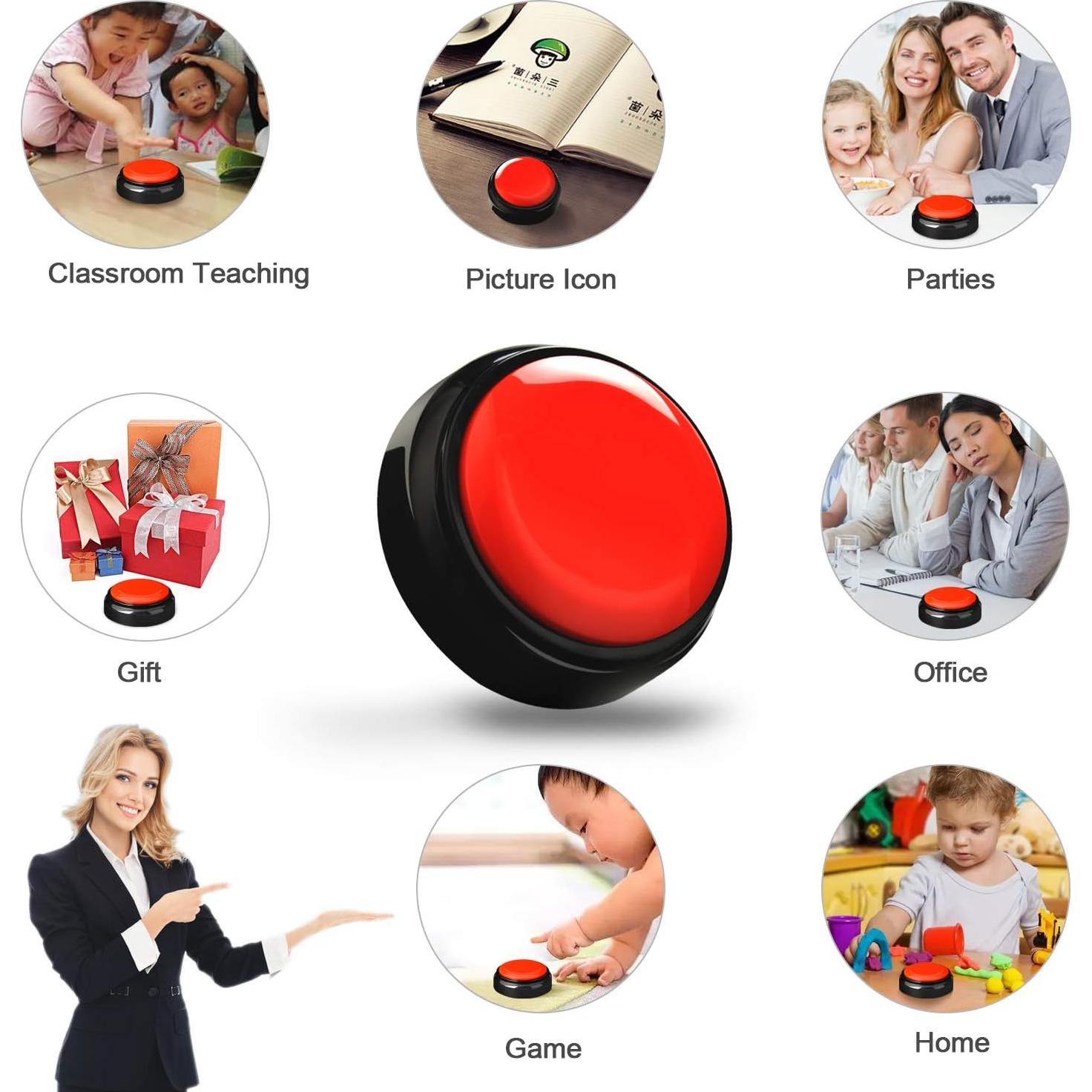 Botón de Grabación Wariolle Rojo 30 Segundos para Aula