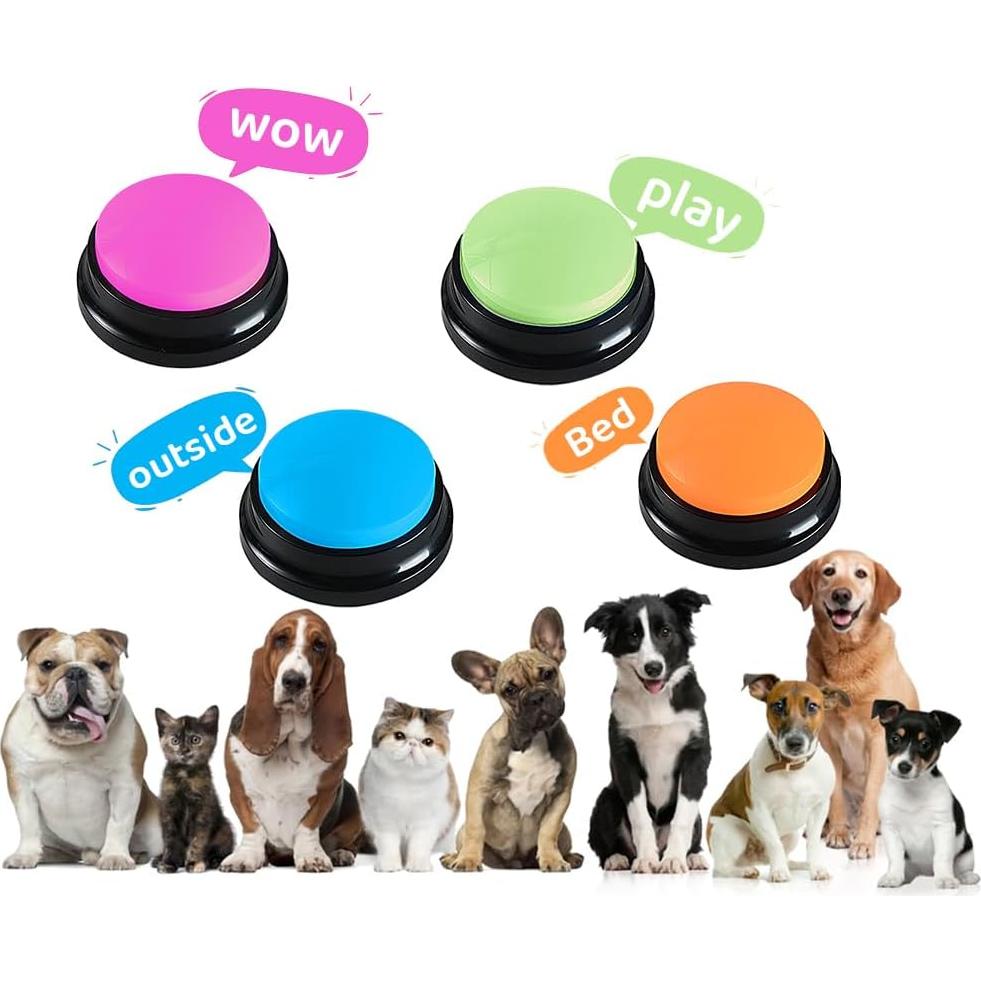 Botones Hablantes para Perros AUNMAS, Set de 4, Grabación 30s
