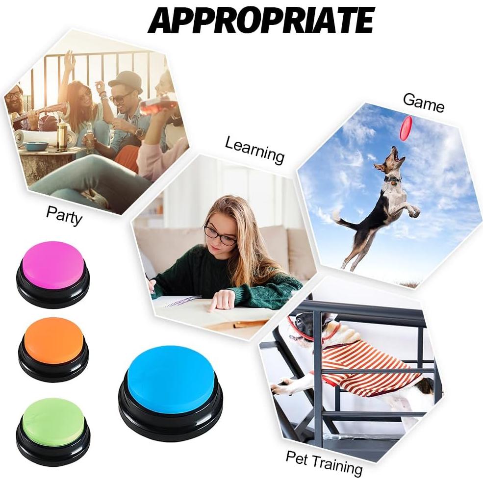 Botones Hablantes para Perros AUNMAS, Set de 4, Grabación 30s