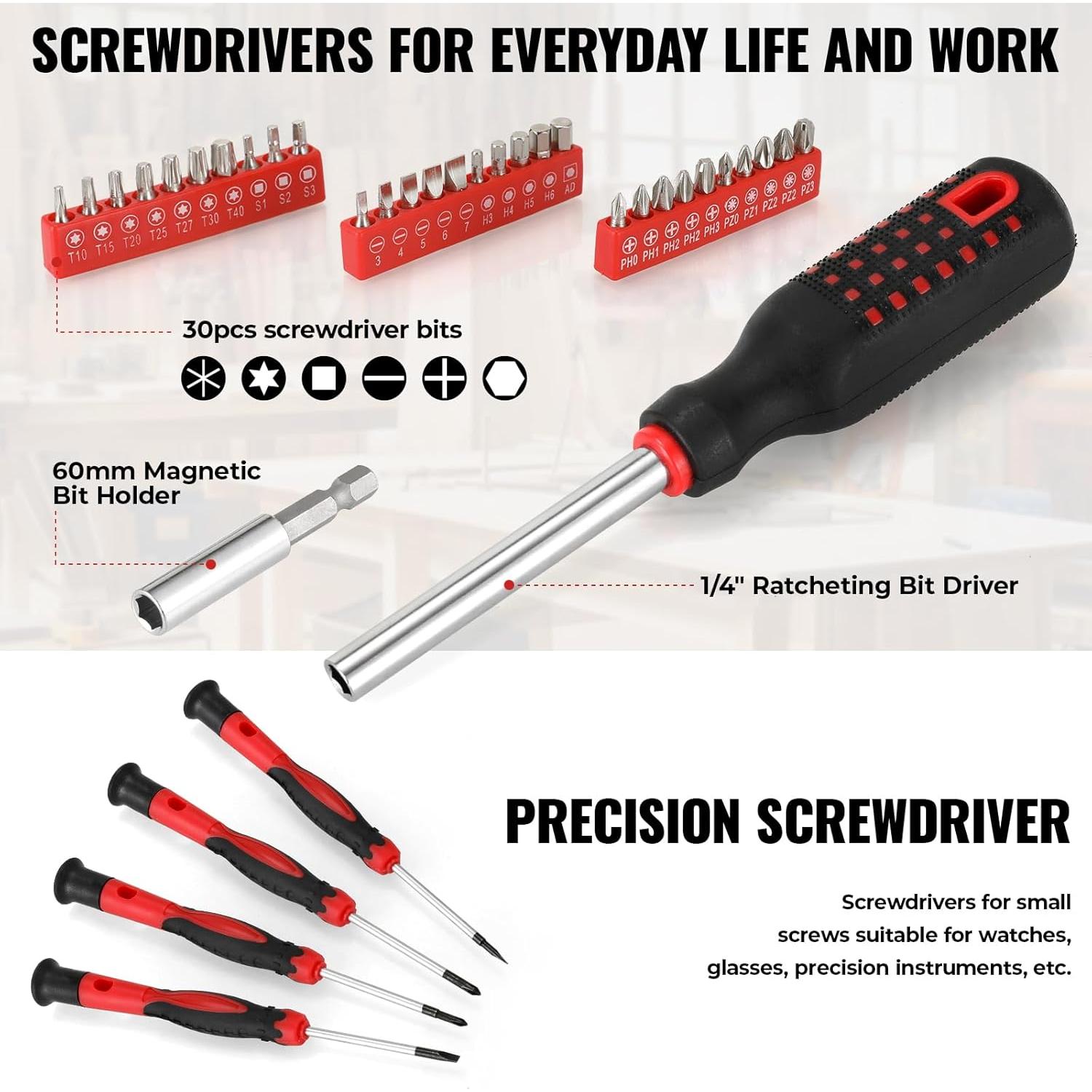 Kit de Herramientas TLGREEN 218 Piezas con Estuche Rojo