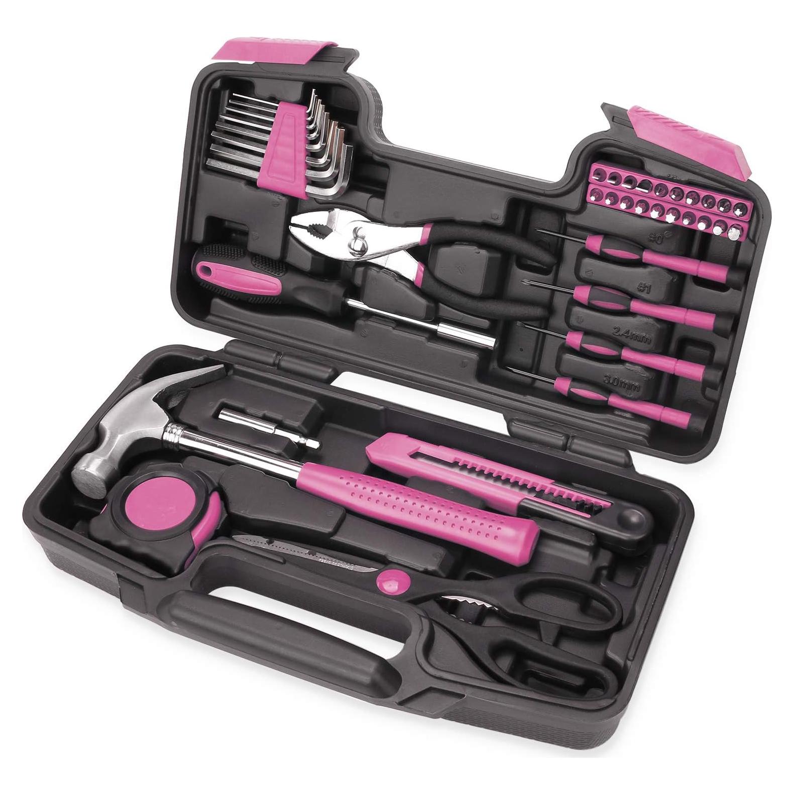 Kit de herramientas rosa 40 piezas EFFICERE para el hogar