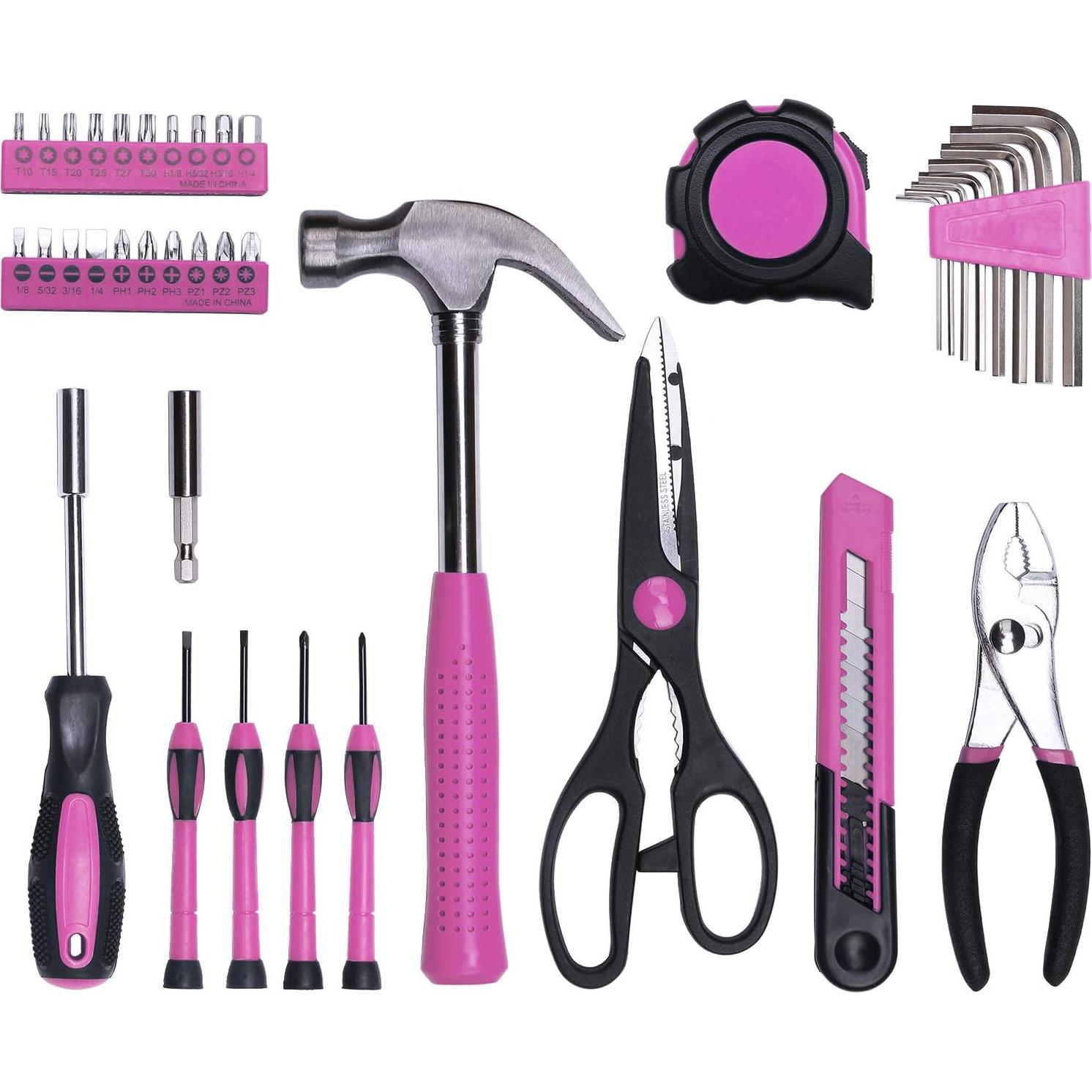 Kit de herramientas rosa 40 piezas EFFICERE para el hogar