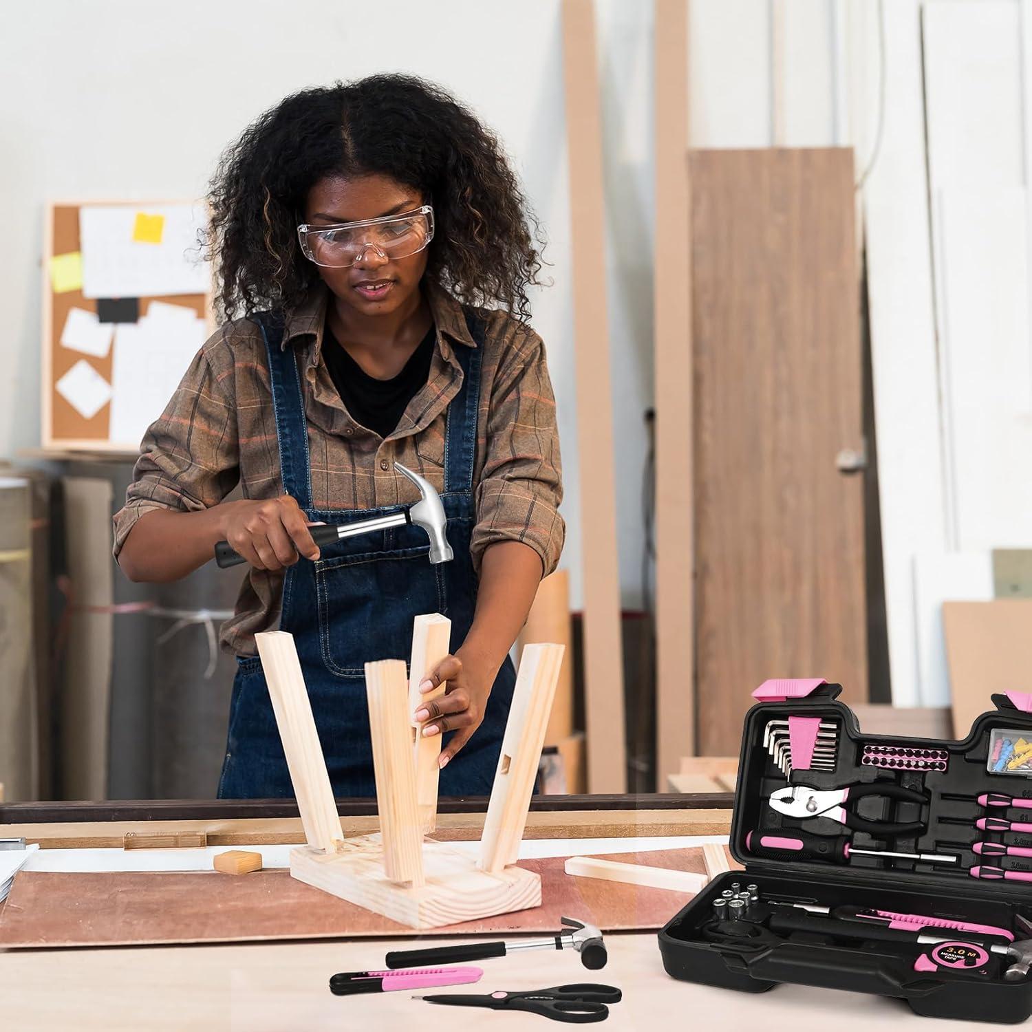 Juego de Herramientas HANGYING 132 Piezas con Caja Rosa