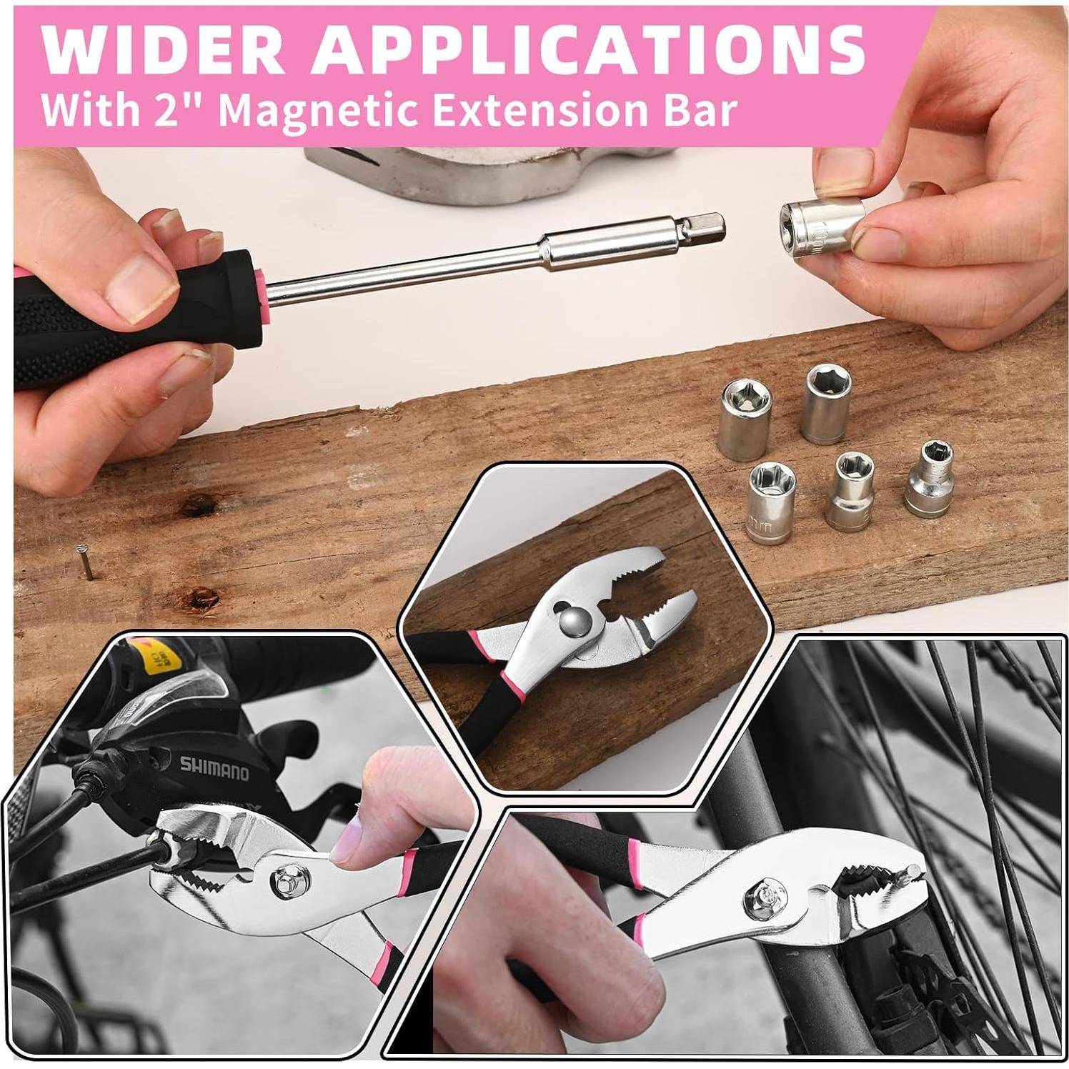 Juego de Herramientas HANGYING 132 Piezas con Caja Rosa