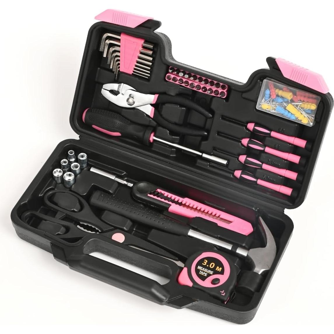 Juego de Herramientas HANGYING 132 Piezas con Caja Rosa