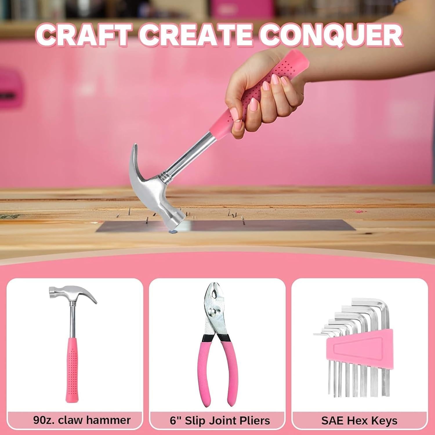 Juego de Herramientas Wrenzo 39 Piezas Rosa para el Hogar