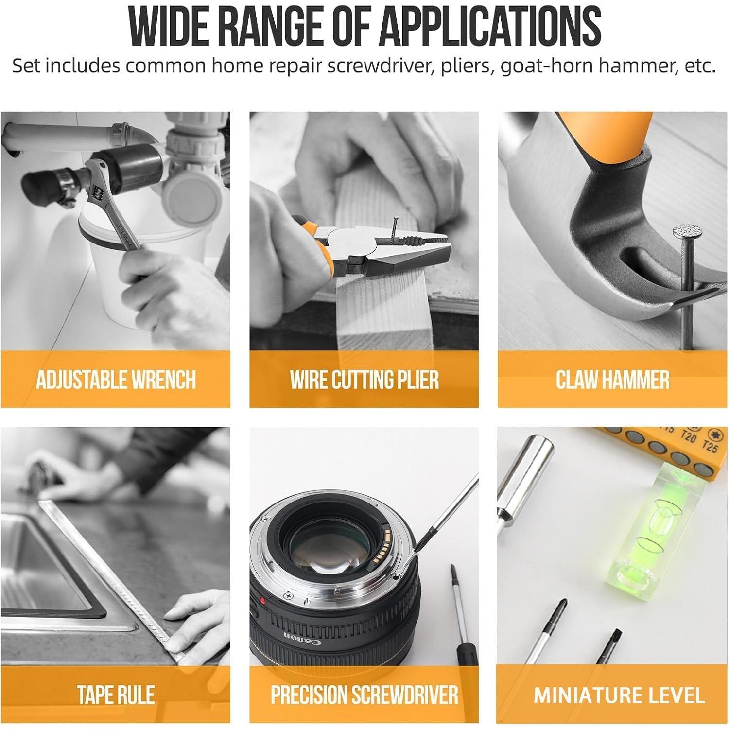 Juego de Herramientas Básicas Elvesoar 20 Piezas Amarillo