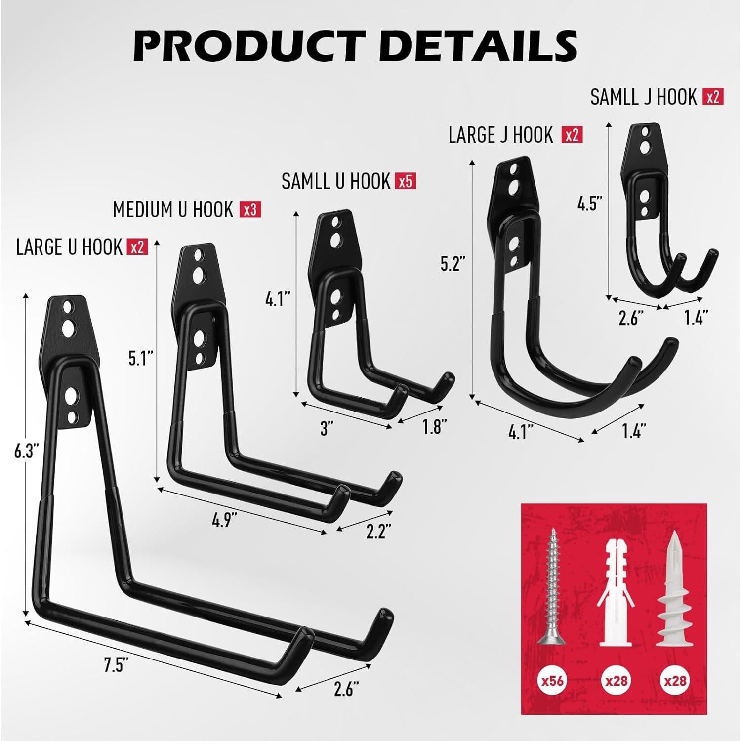 Ganchos de Almacenamiento SEDY 20 Piezas Alta Resistencia 35kg