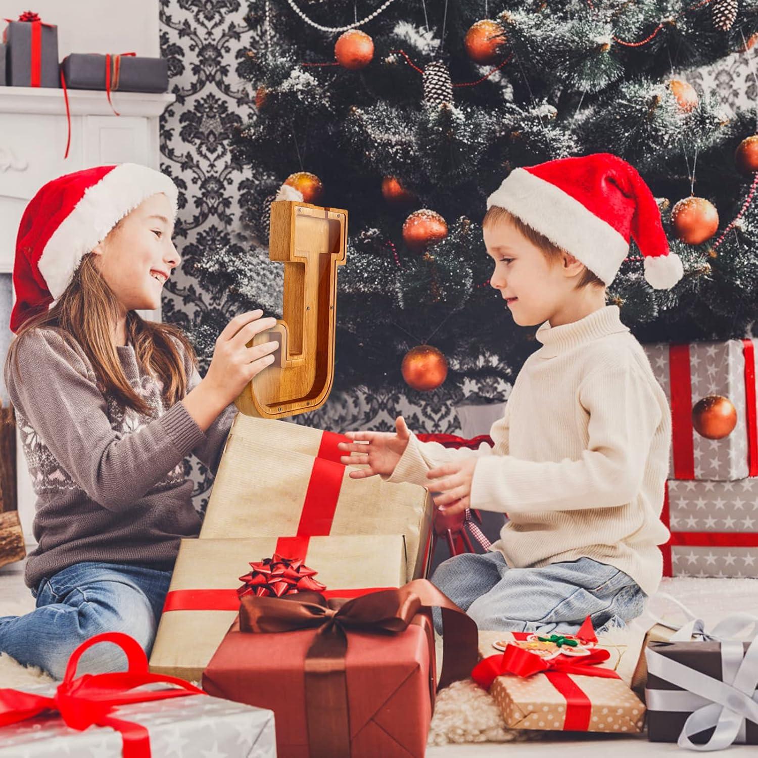 Banco de Dinero Personalizado de Madera 26 Letras Acrílico