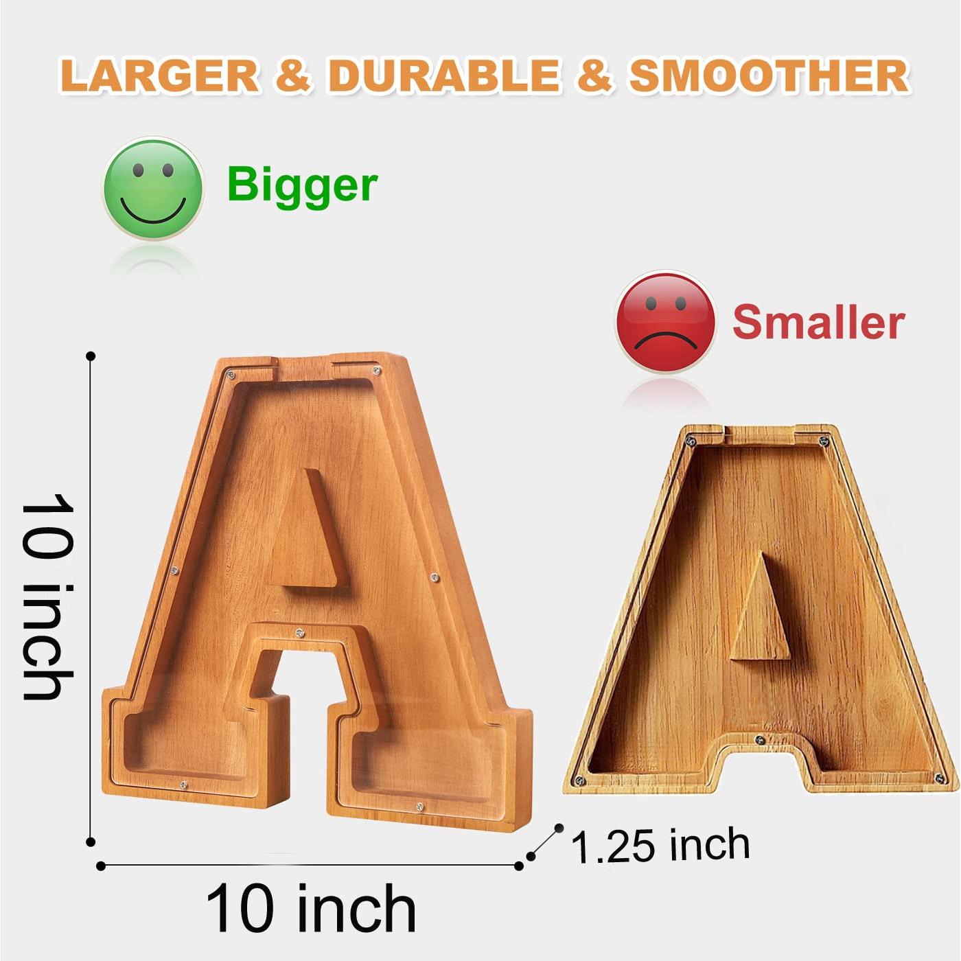 Banco de Dinero Personalizado de Madera 26 Letras Acrílico