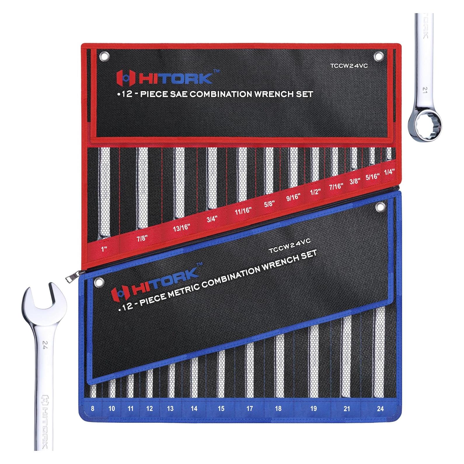 Juego de Llaves Combinadas Hitork 24 Piezas SAE y Métrico
