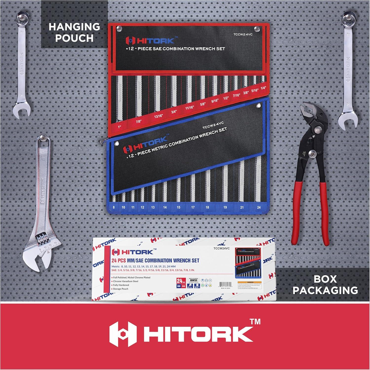 Juego de Llaves Combinadas Hitork 24 Piezas SAE y Métrico