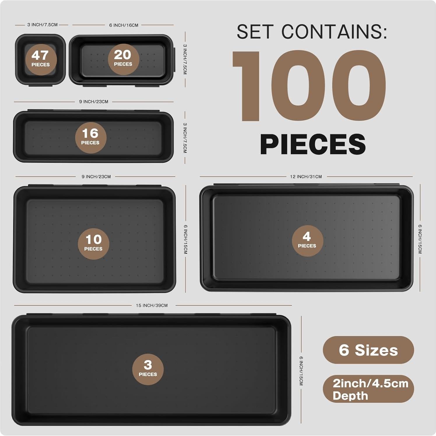 Organizador de herramientas A-LUGEI 100 piezas plástico negro