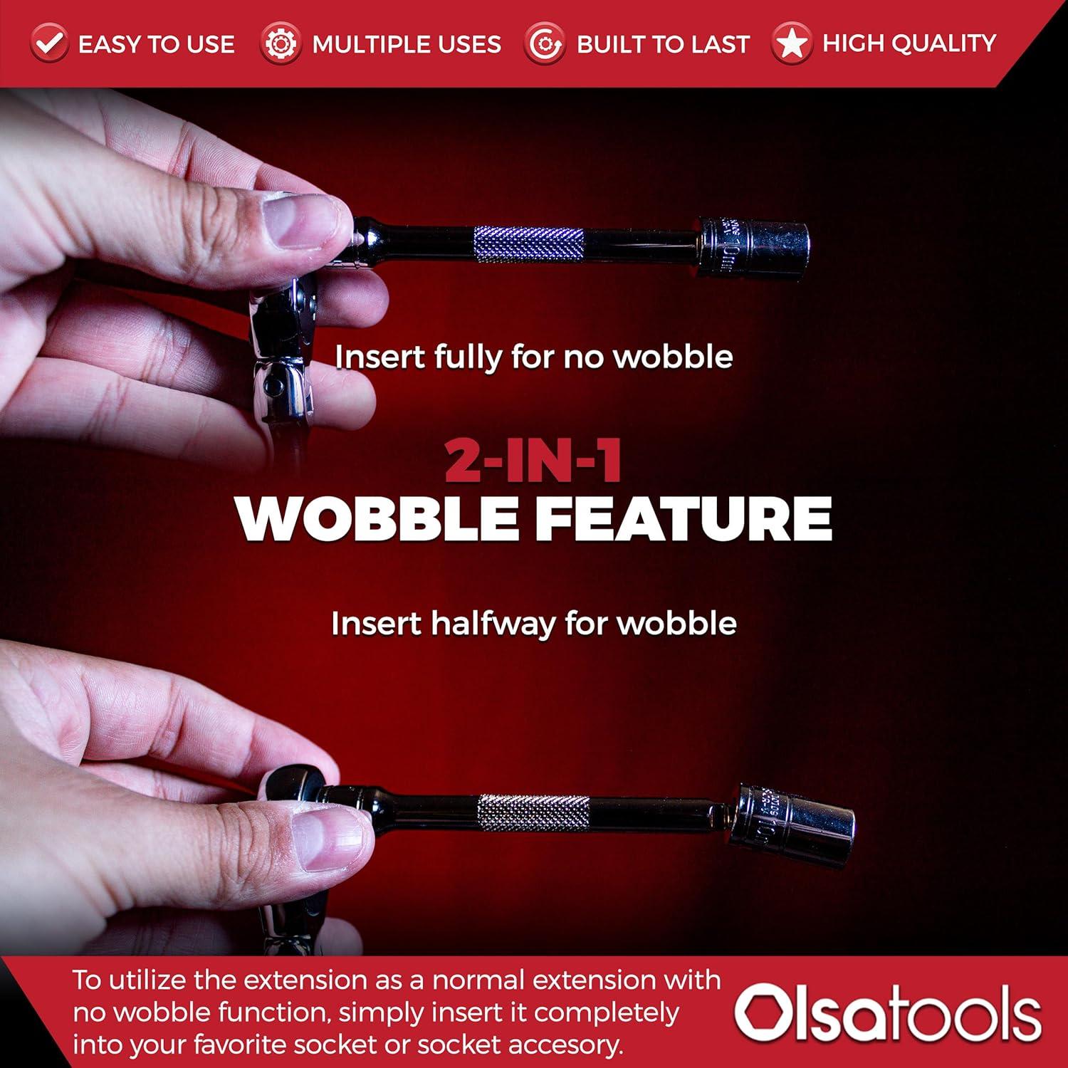 Juego de Extensiones Wobble Olsa Tools 9 Piezas Cr-V 1/4 3/8 1/2"