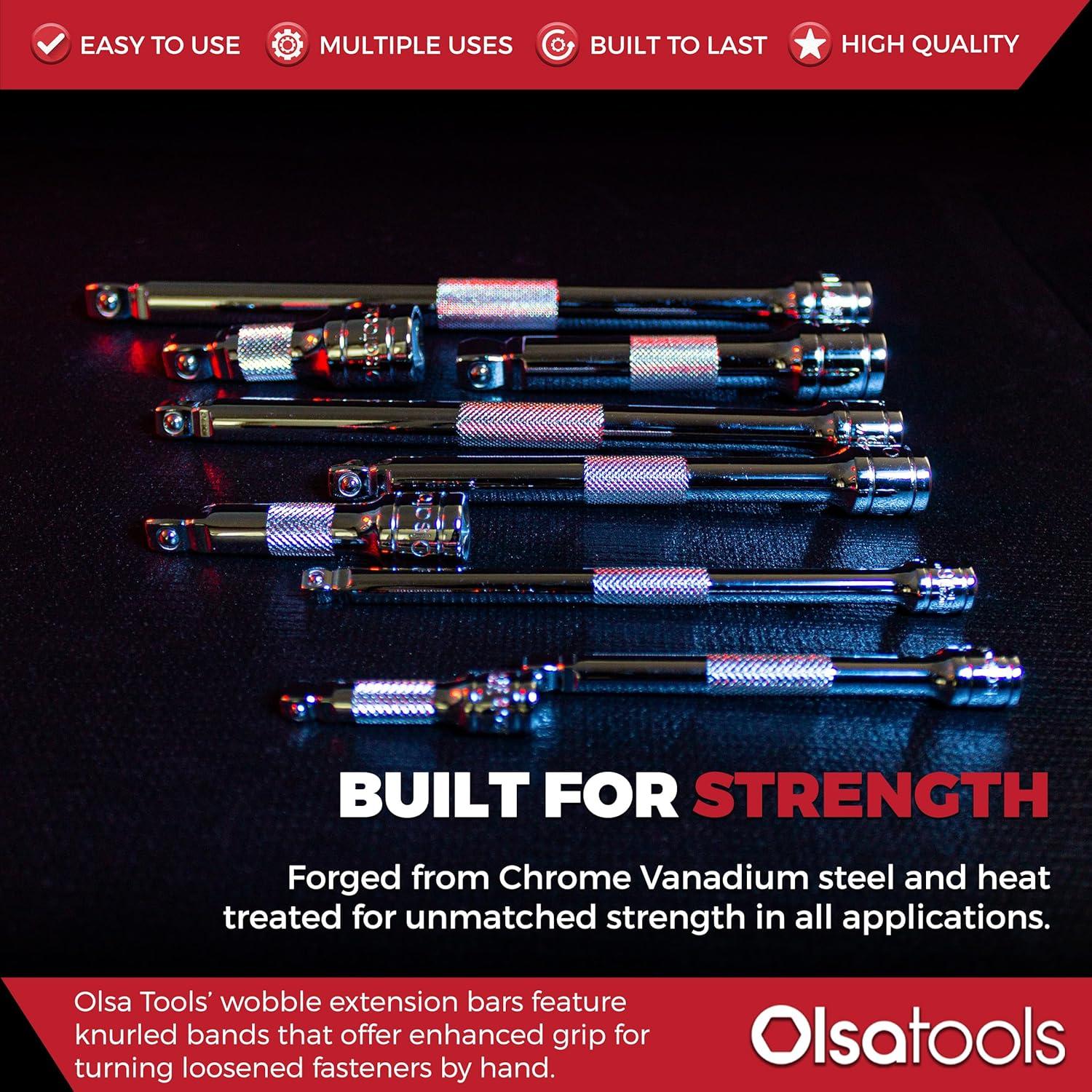 Juego de Extensiones Wobble Olsa Tools 9 Piezas Cr-V 1/4 3/8 1/2"