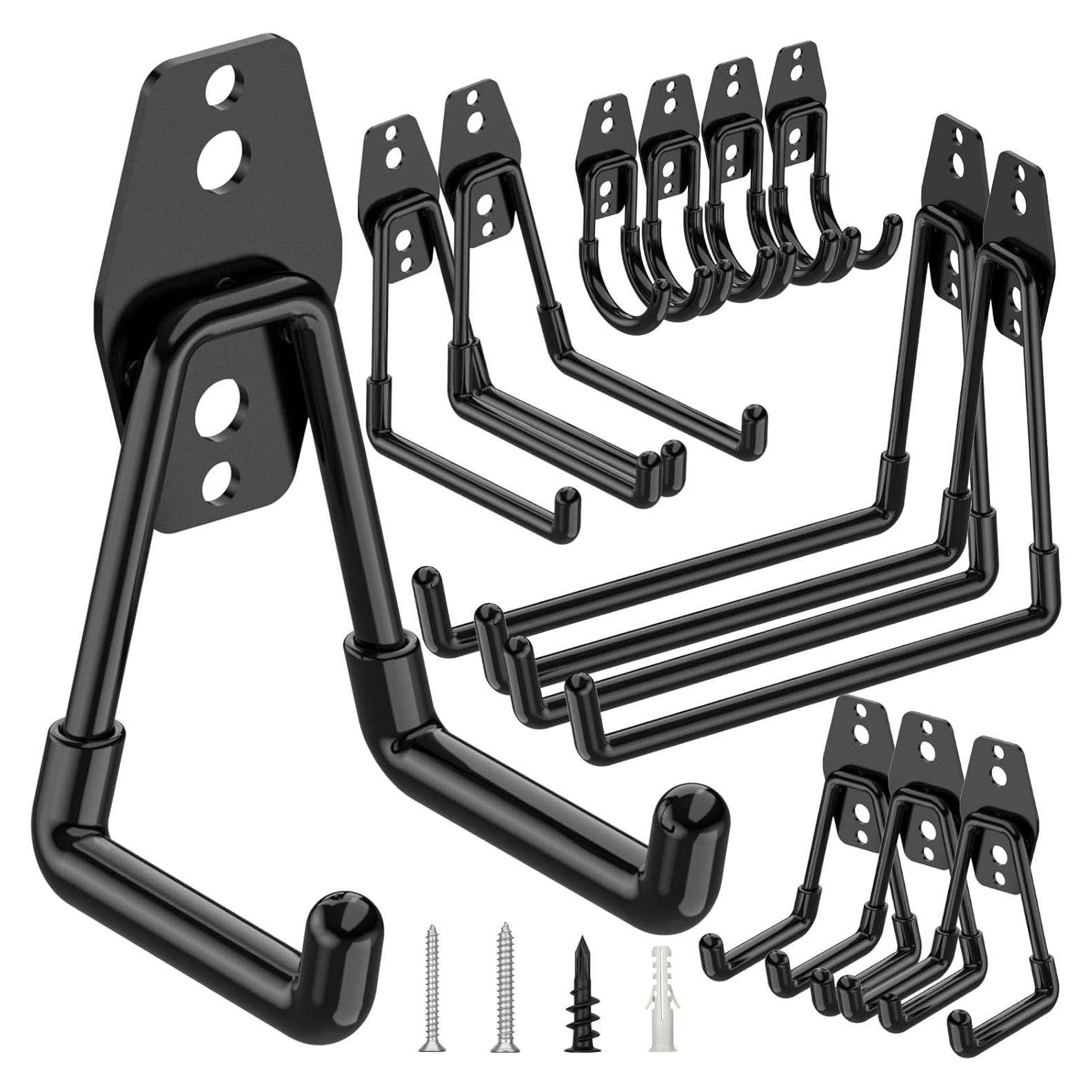 Ganchos de Garaje TICONN 12 Piezas Alta Resistencia Negro