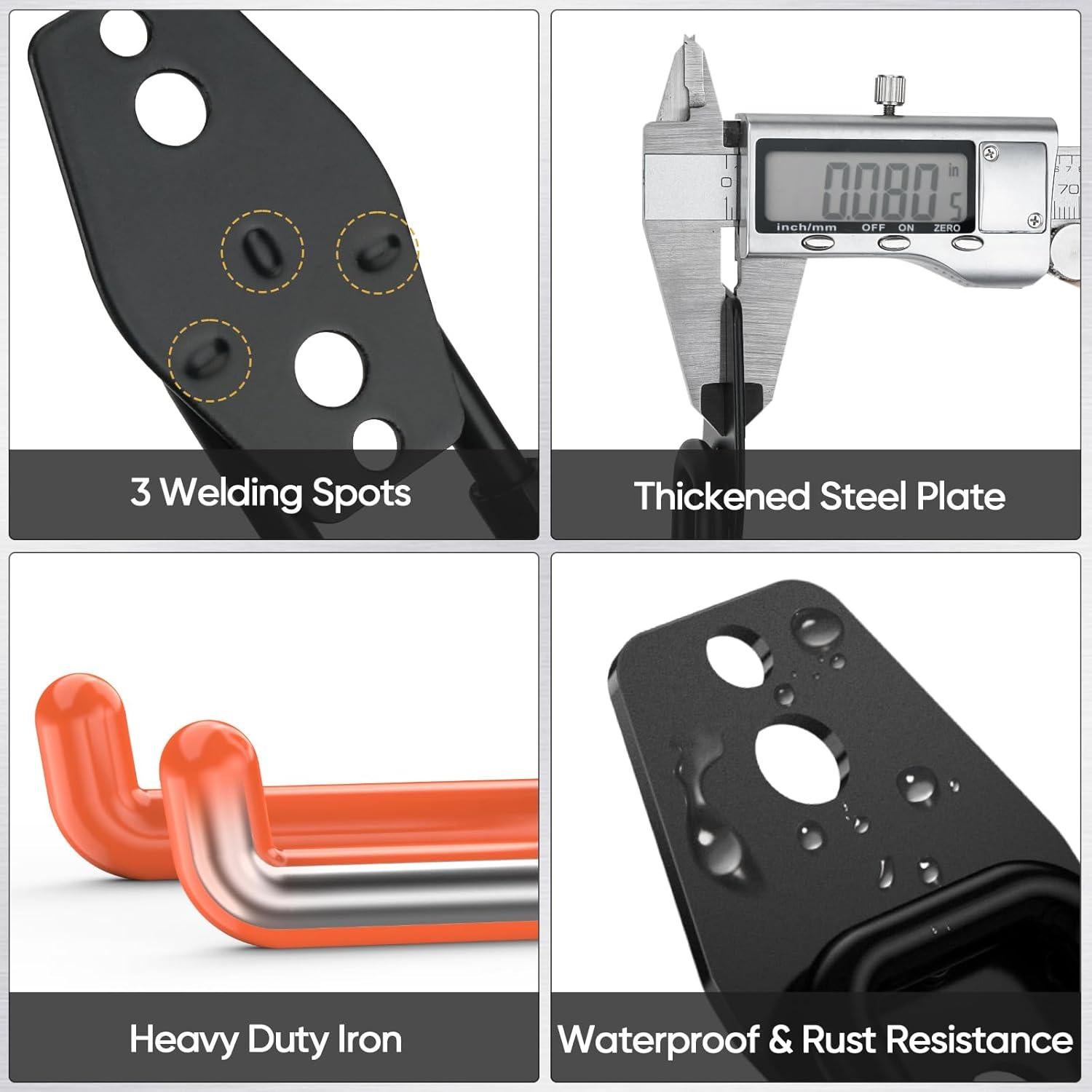 Ganchos de Garaje TICONN 12 Piezas Alta Resistencia Negro