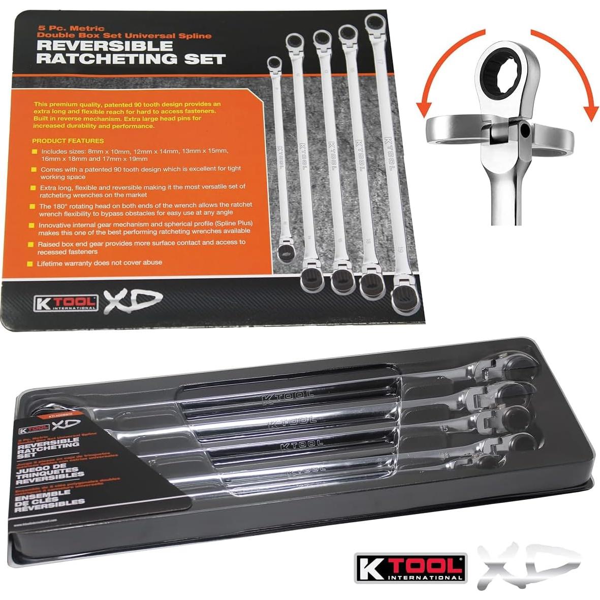 Juego de 5 Llaves de Caja Inversa K Tool International XDDBM10