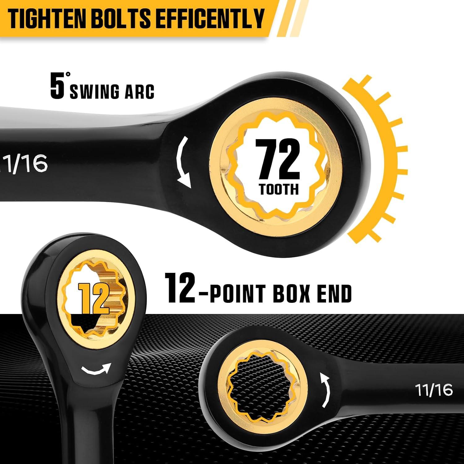 Juego de Llaves de Carraca GRENPRO 23 Piezas Métrico y SAE