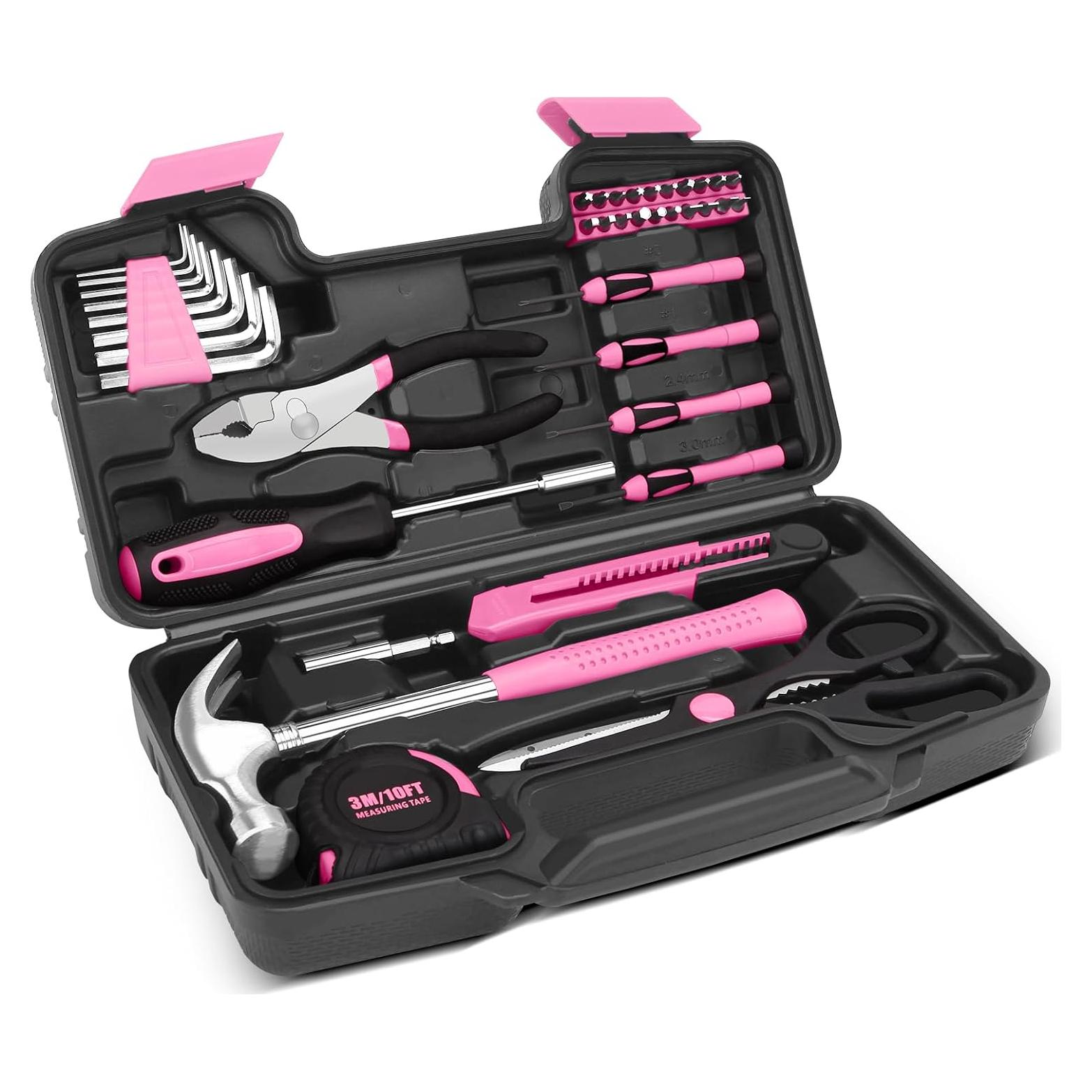 Juego de Herramientas 39 Piezas TesQita Rosa para Hogar