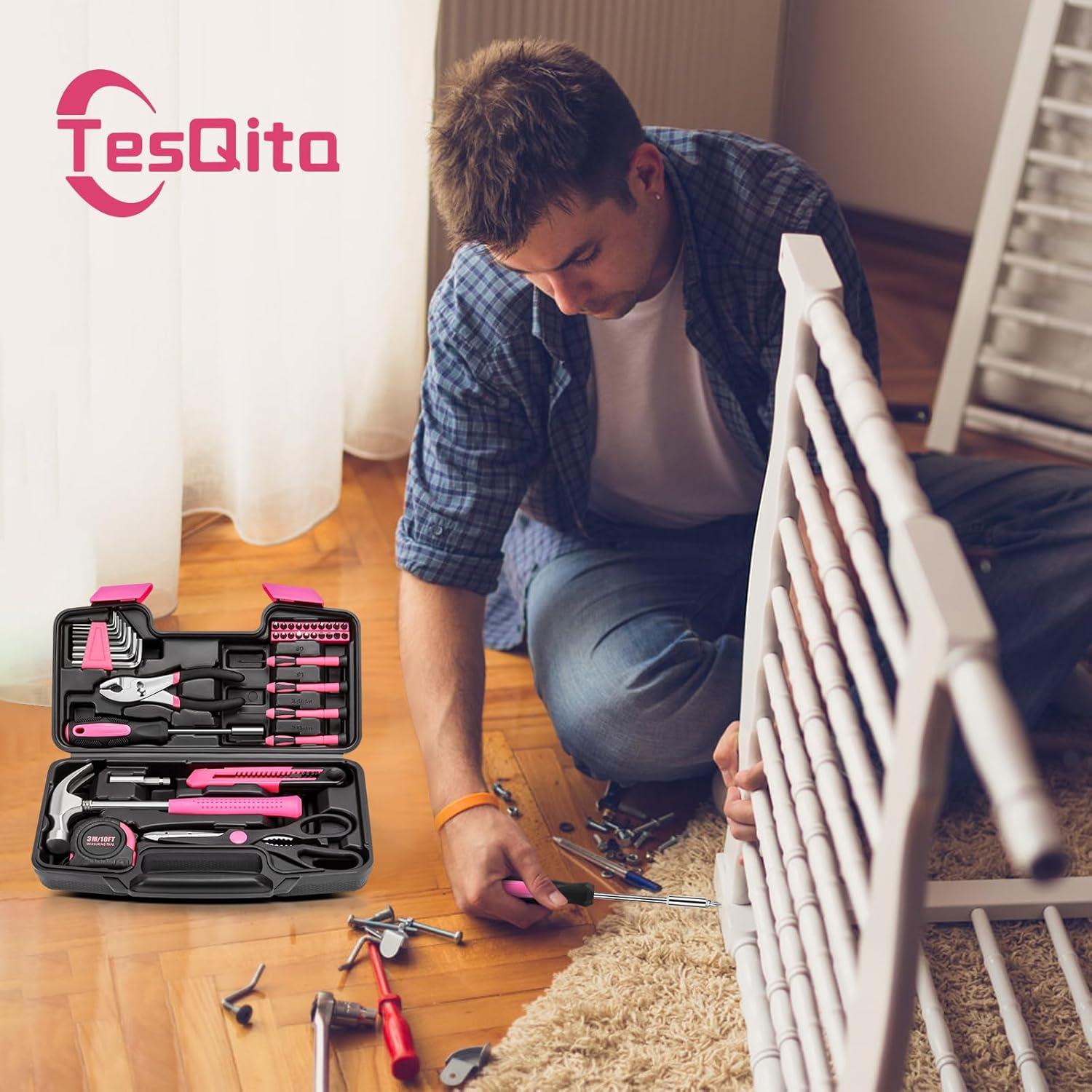 Juego de Herramientas 39 Piezas TesQita Rosa para Hogar