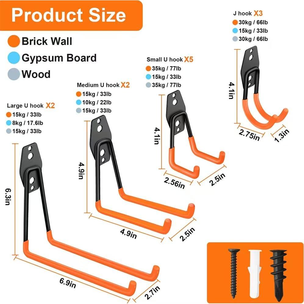 Ganchos para Garaje Fosiweelo 12 Piezas Alta Resistencia
