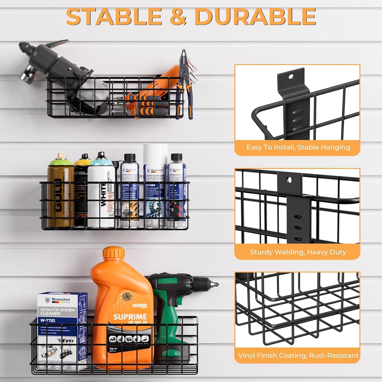 Juego de Accesorios para Slatwall INCLY 30 PCS con 4 Cestas y 26 Ganchos