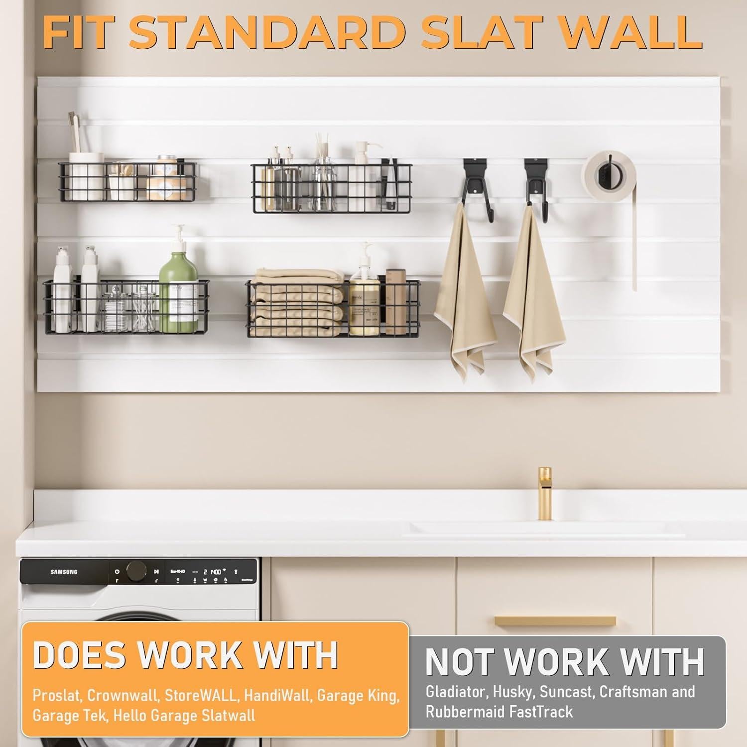 Juego de Accesorios para Slatwall INCLY 30 PCS con 4 Cestas y 26 Ganchos