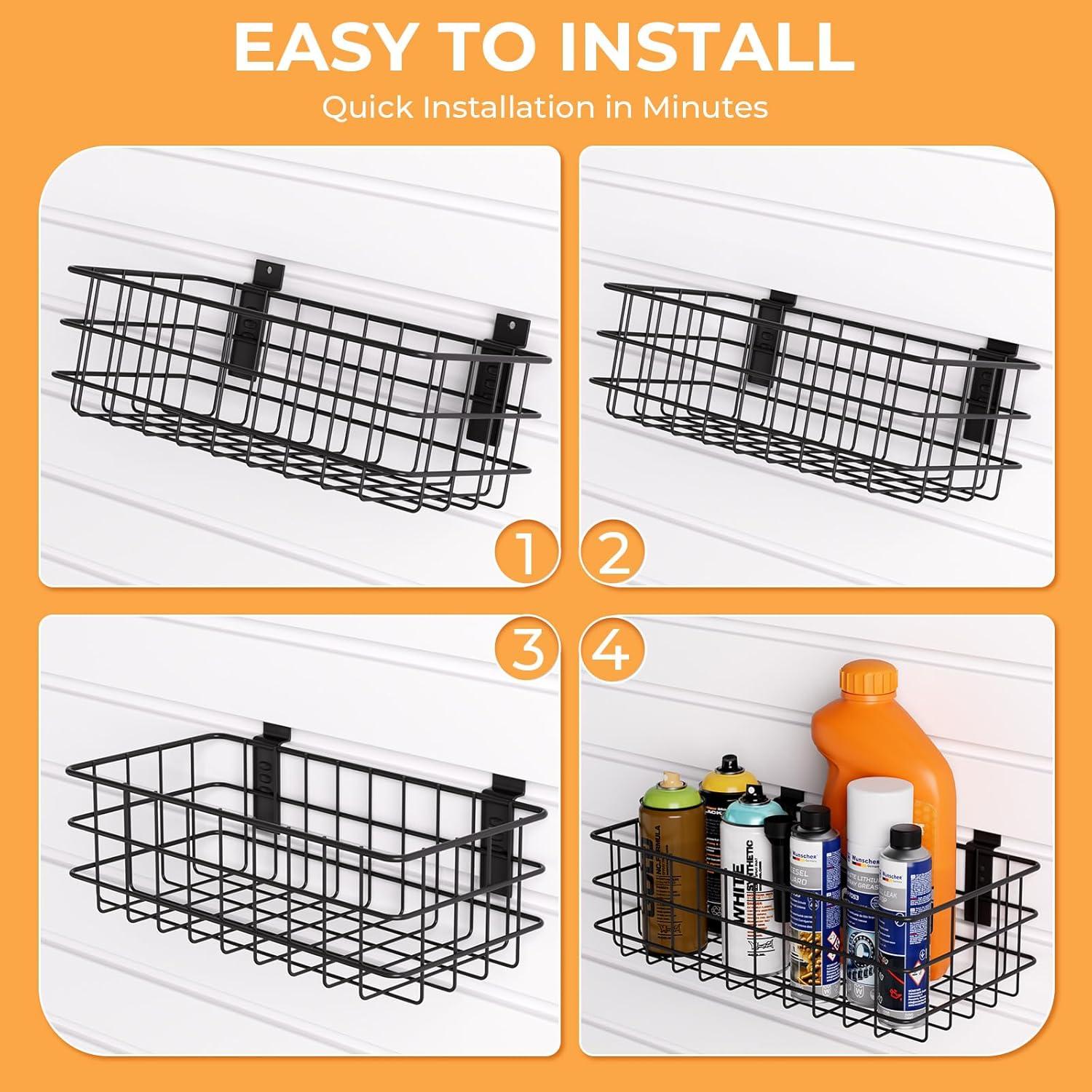 Juego de Accesorios para Slatwall INCLY 30 PCS con 4 Cestas y 26 Ganchos