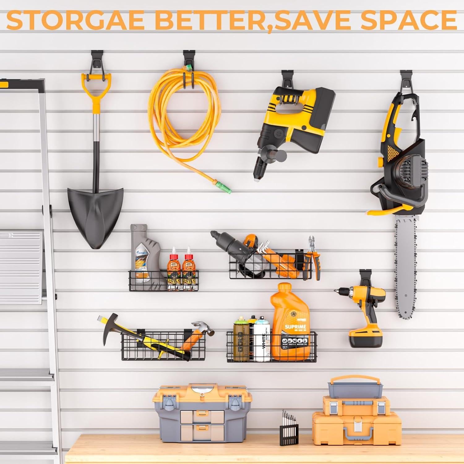 Juego de Accesorios para Slatwall INCLY 30 PCS con 4 Cestas y 26 Ganchos