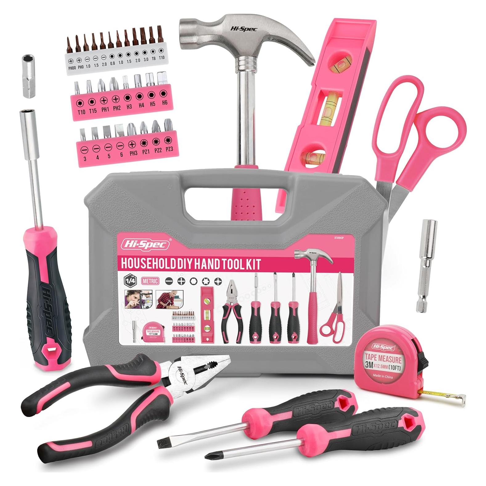Juego de Herramientas Compacto Hi-Spec 42 Piezas Rosa