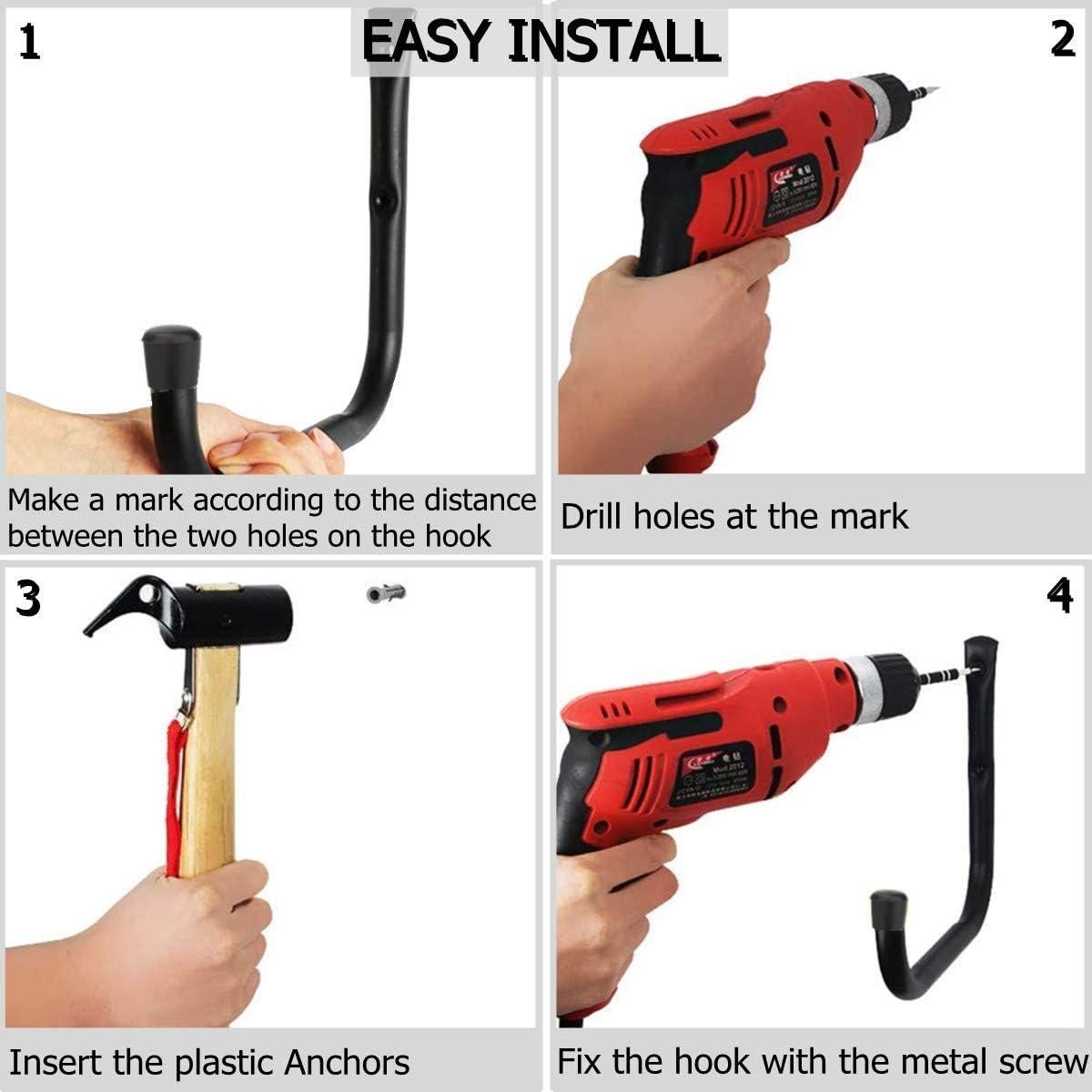 Ganchos de Almacenamiento en Garaje Naikozmo - Paquete de 6, 25cm