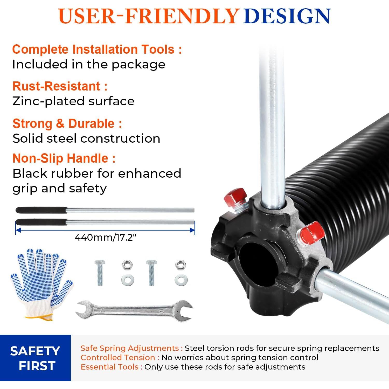 Par de muelles de torsión POWLAB 0.55 cm x 5.08 cm x 66.04 cm