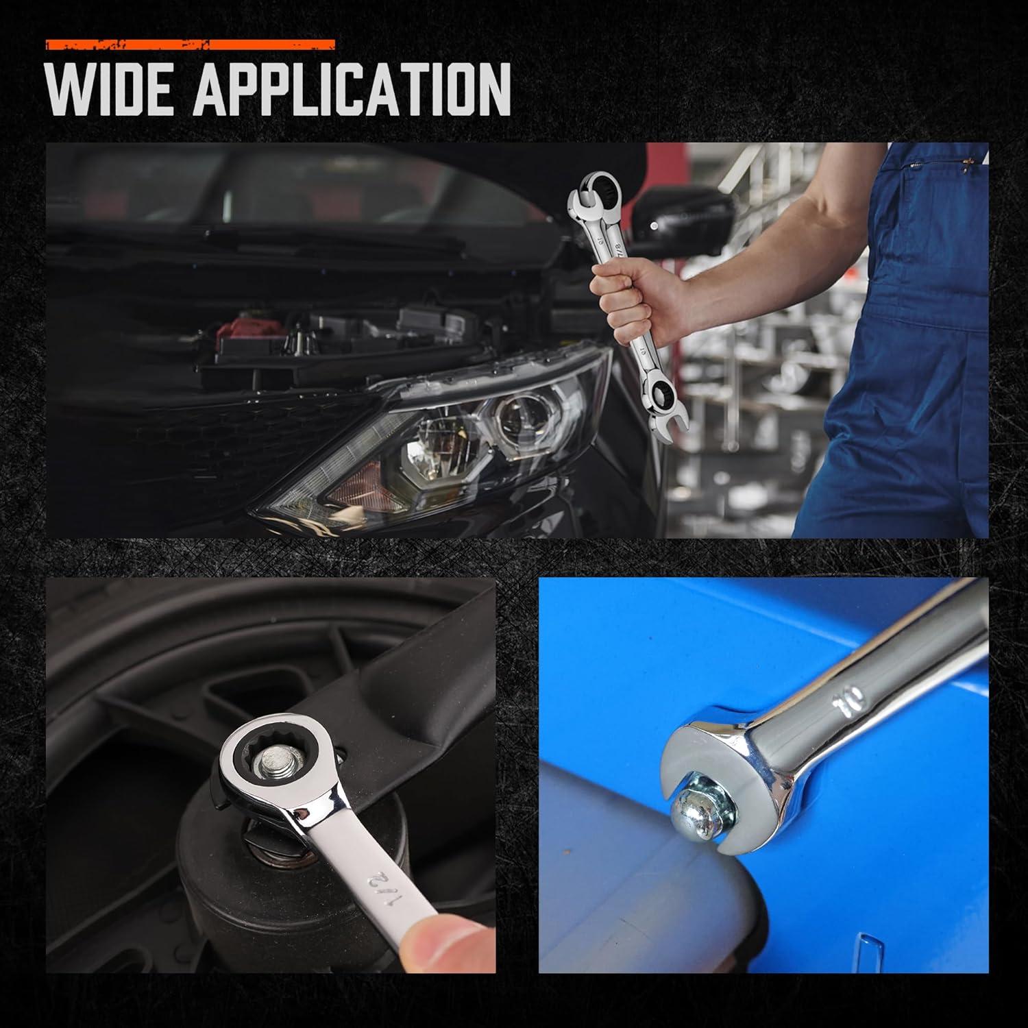 Juego de Llaves de Carraca 26 Piezas HORUSDY Acero Cromo Vanadio