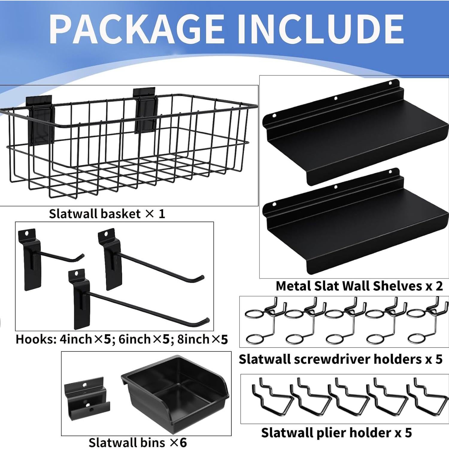 Juego de Accesorios para Slatwall BeapTcely 40 Pcs - Ganchos y Estantes