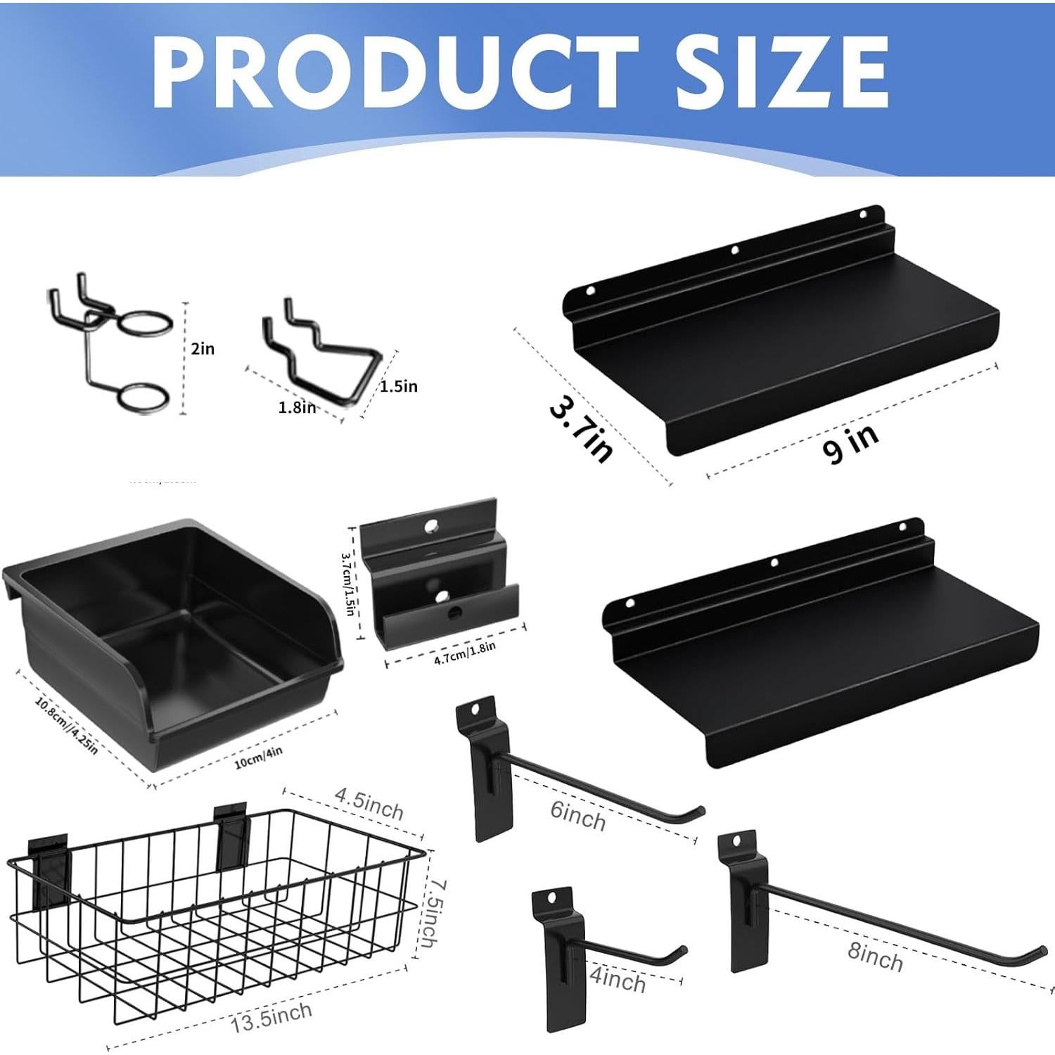 Juego de Accesorios para Slatwall BeapTcely 40 Pcs - Ganchos y Estantes