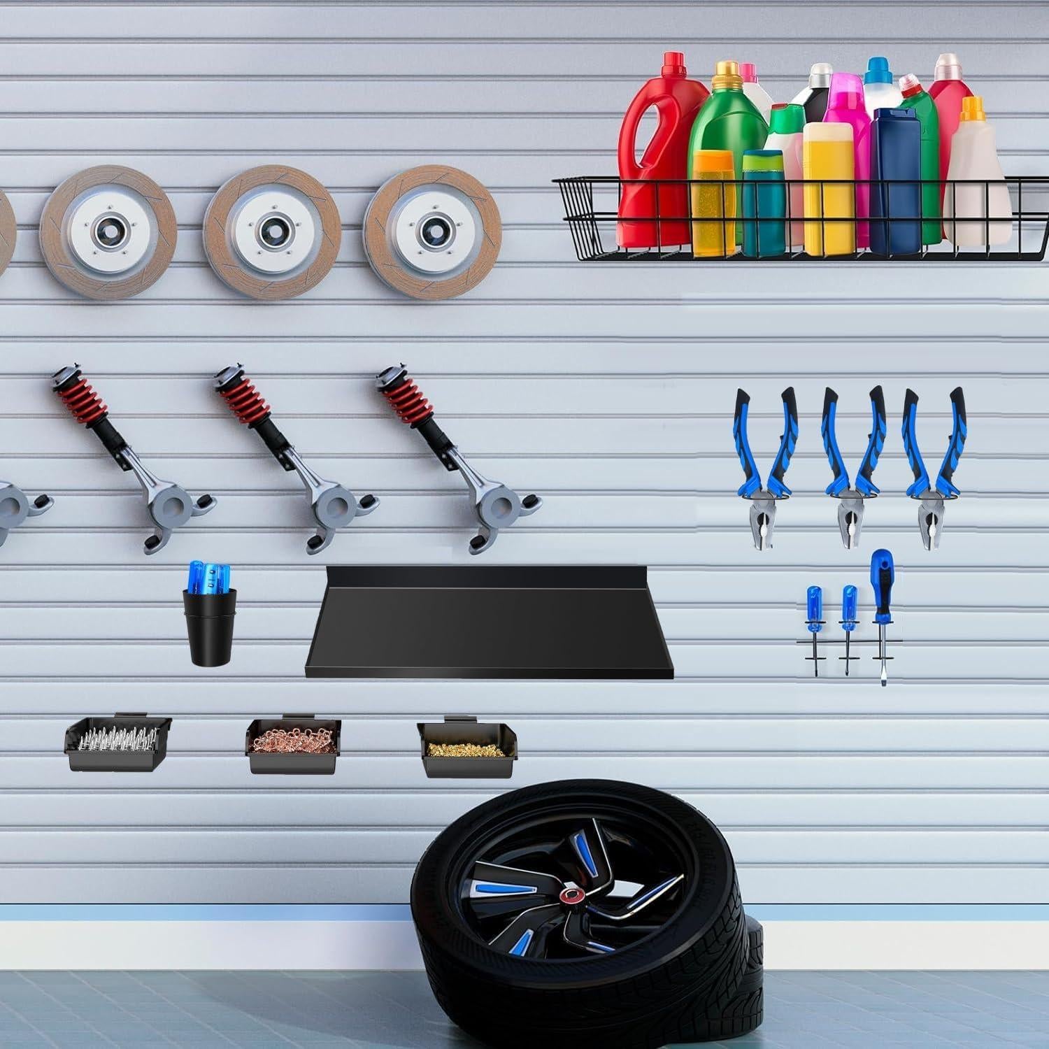 Juego de Accesorios para Slatwall BeapTcely 40 Pcs - Ganchos y Estantes