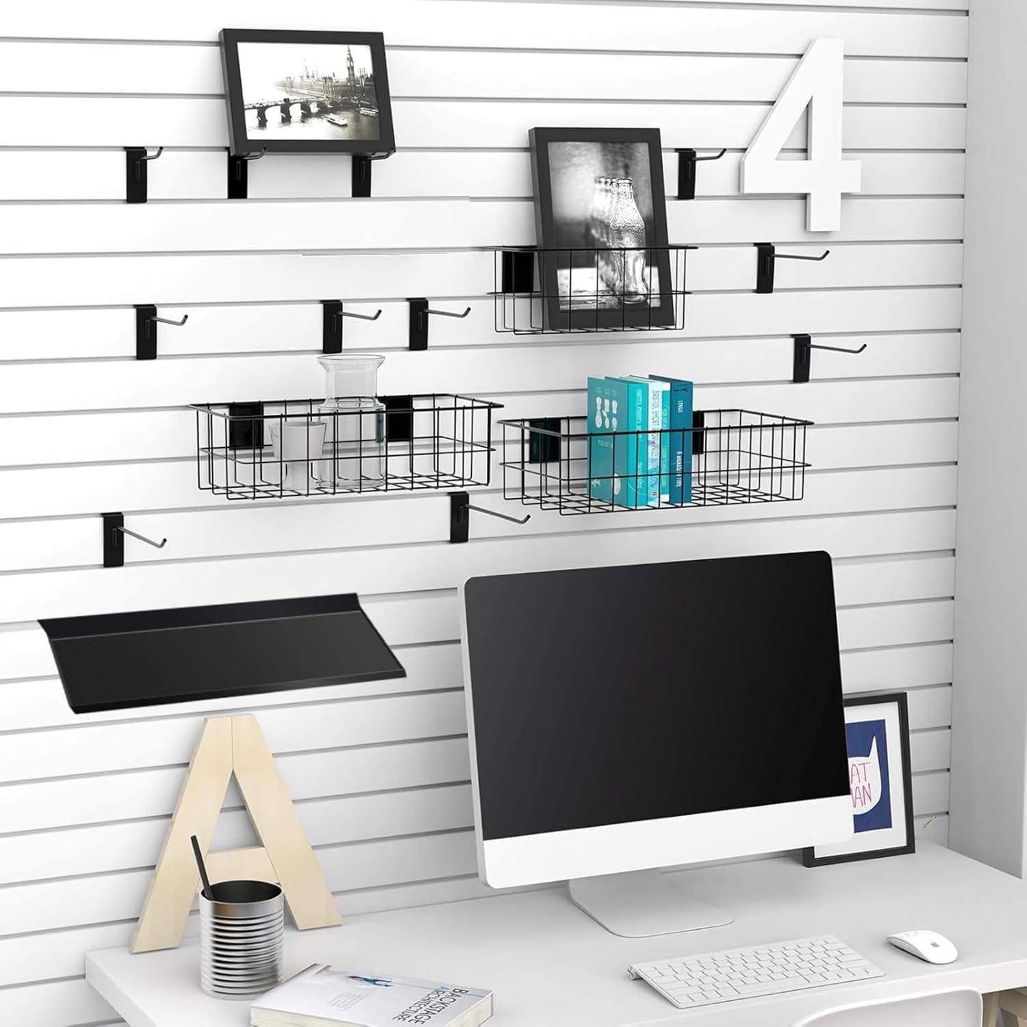 Juego de Accesorios para Slatwall BeapTcely 40 Pcs - Ganchos y Estantes