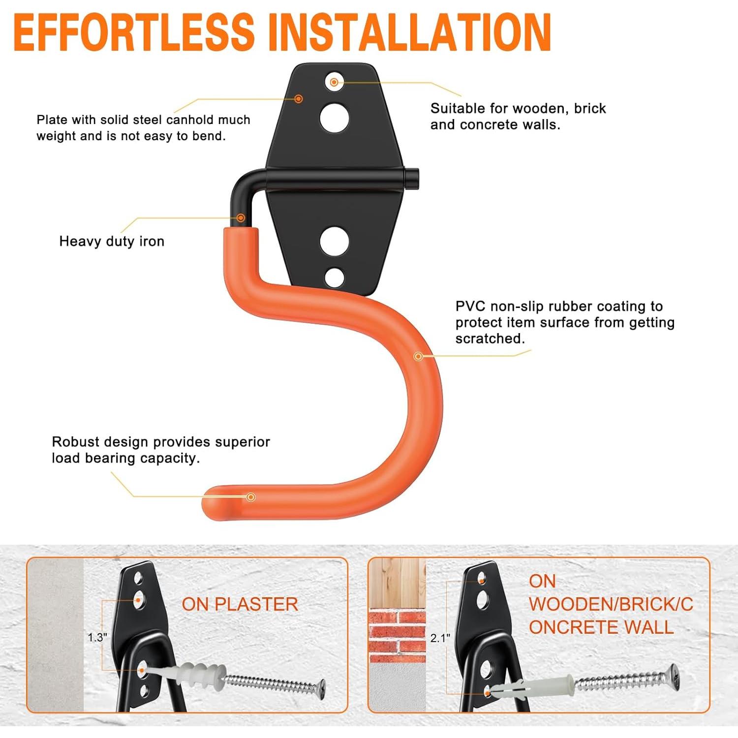 6 Ganchos de Garaje HUPBIPY de Metal Antideslizantes 1.59kg