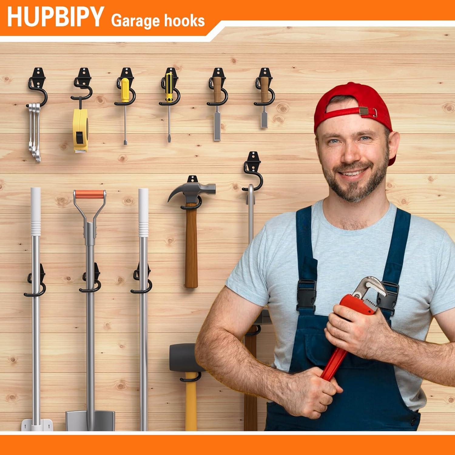 6 Ganchos de Garaje HUPBIPY de Metal Antideslizantes 1.59kg